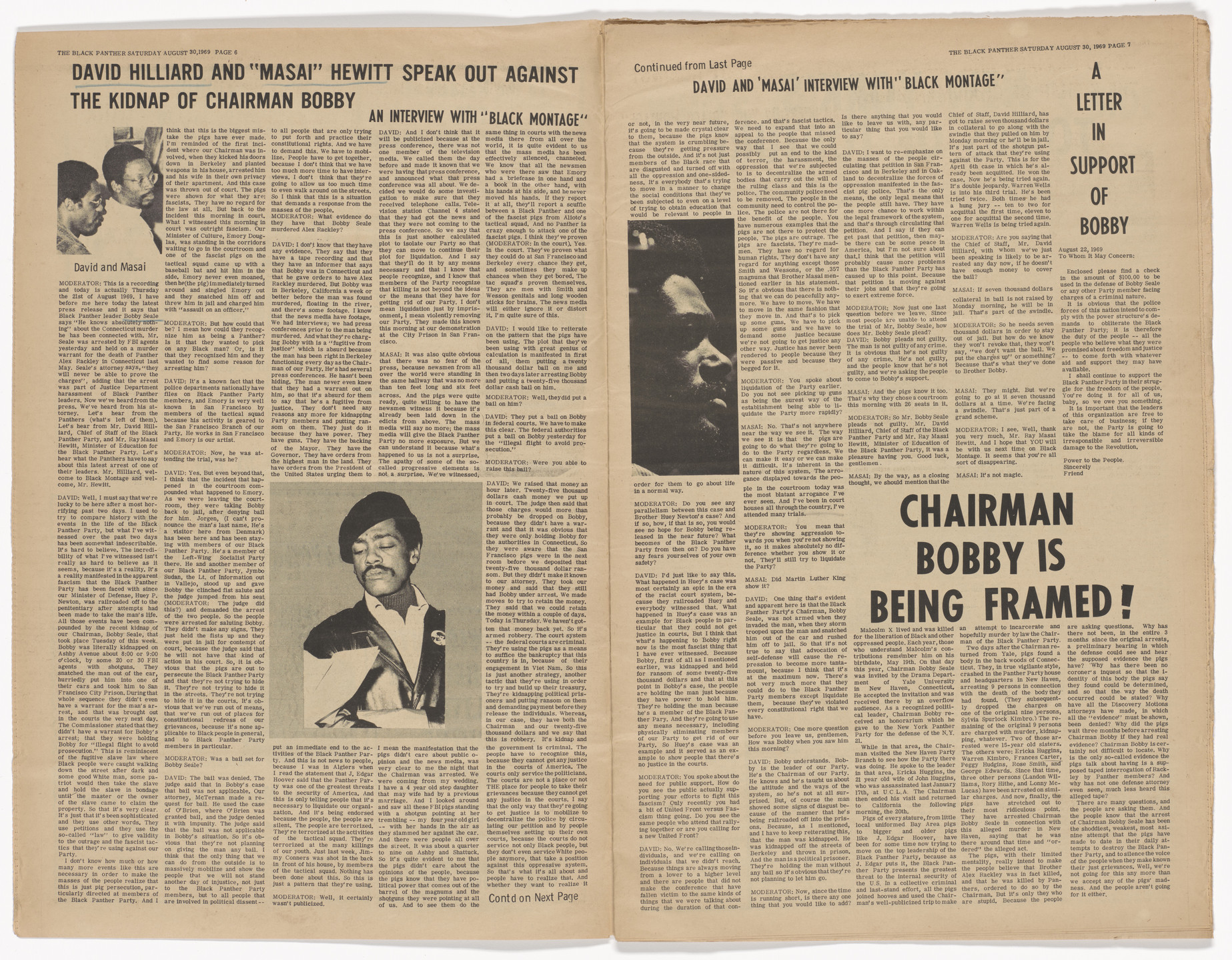 Emory Douglas. The Black Panther Newspaper, vol. 3, no. 19 (Kidnapped). 1969