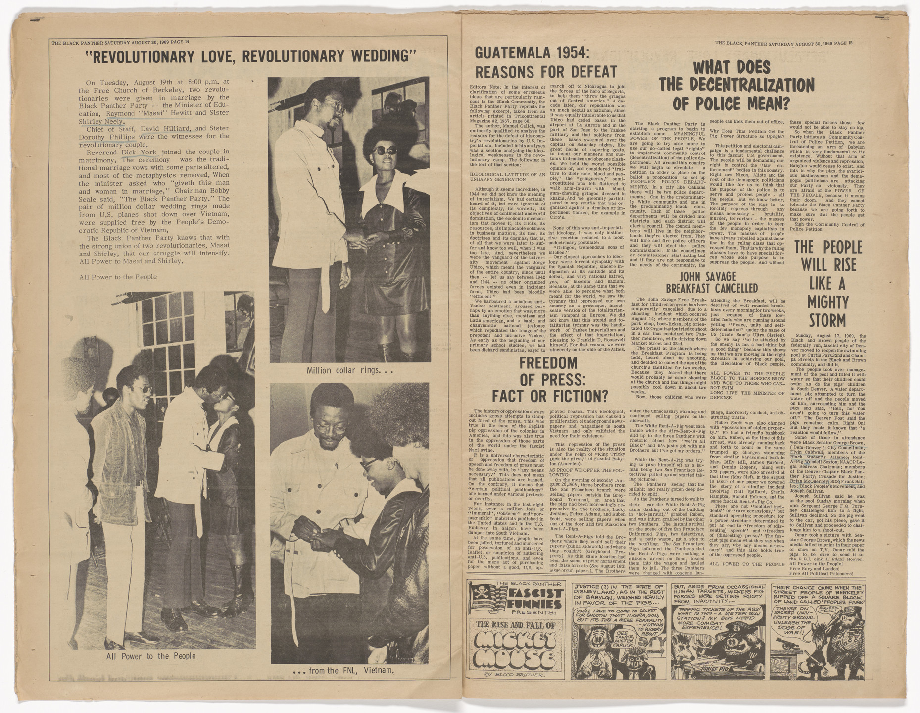 Emory Douglas. The Black Panther Newspaper, vol. 3, no. 19 (Kidnapped). 1969