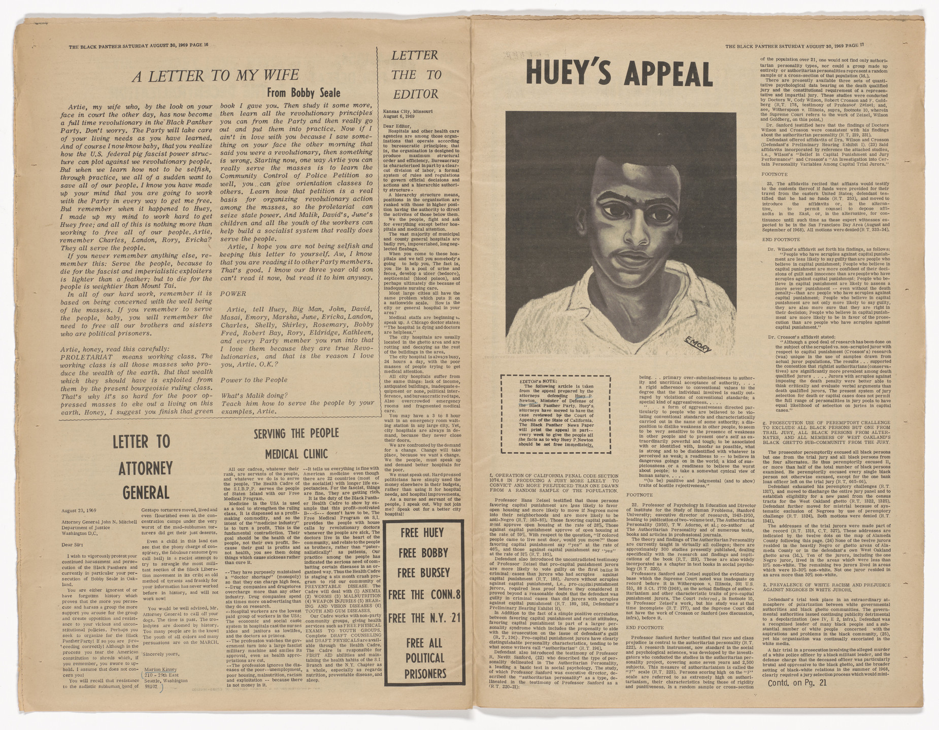 Emory Douglas. The Black Panther Newspaper, vol. 3, no. 19 (Kidnapped). 1969