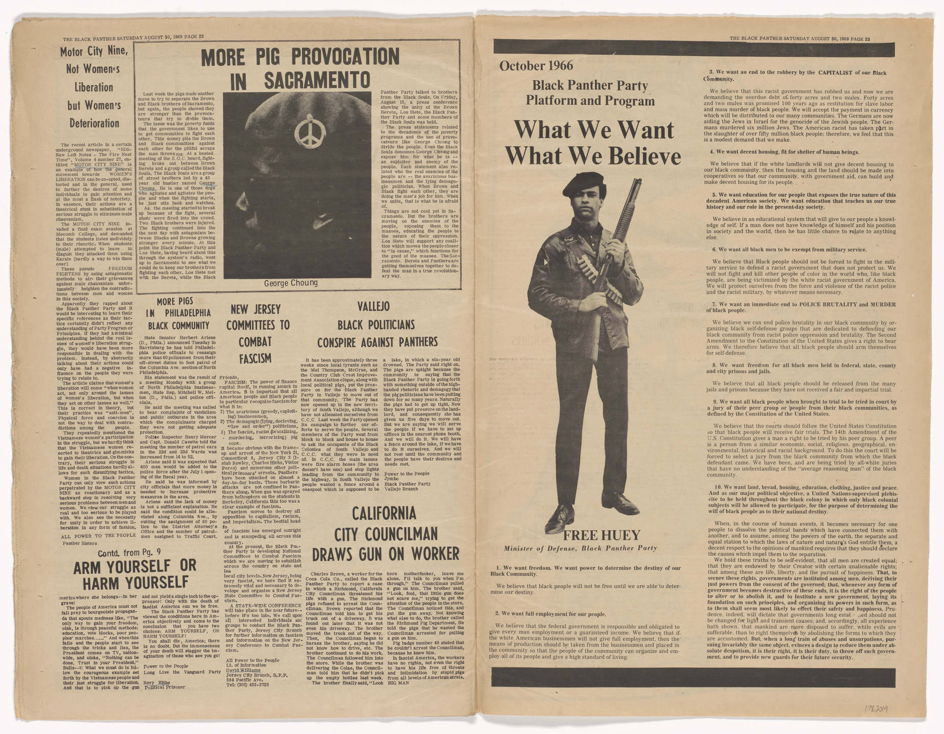 Emory Douglas. The Black Panther Newspaper, vol. 3, no. 19 (Kidnapped). 1969