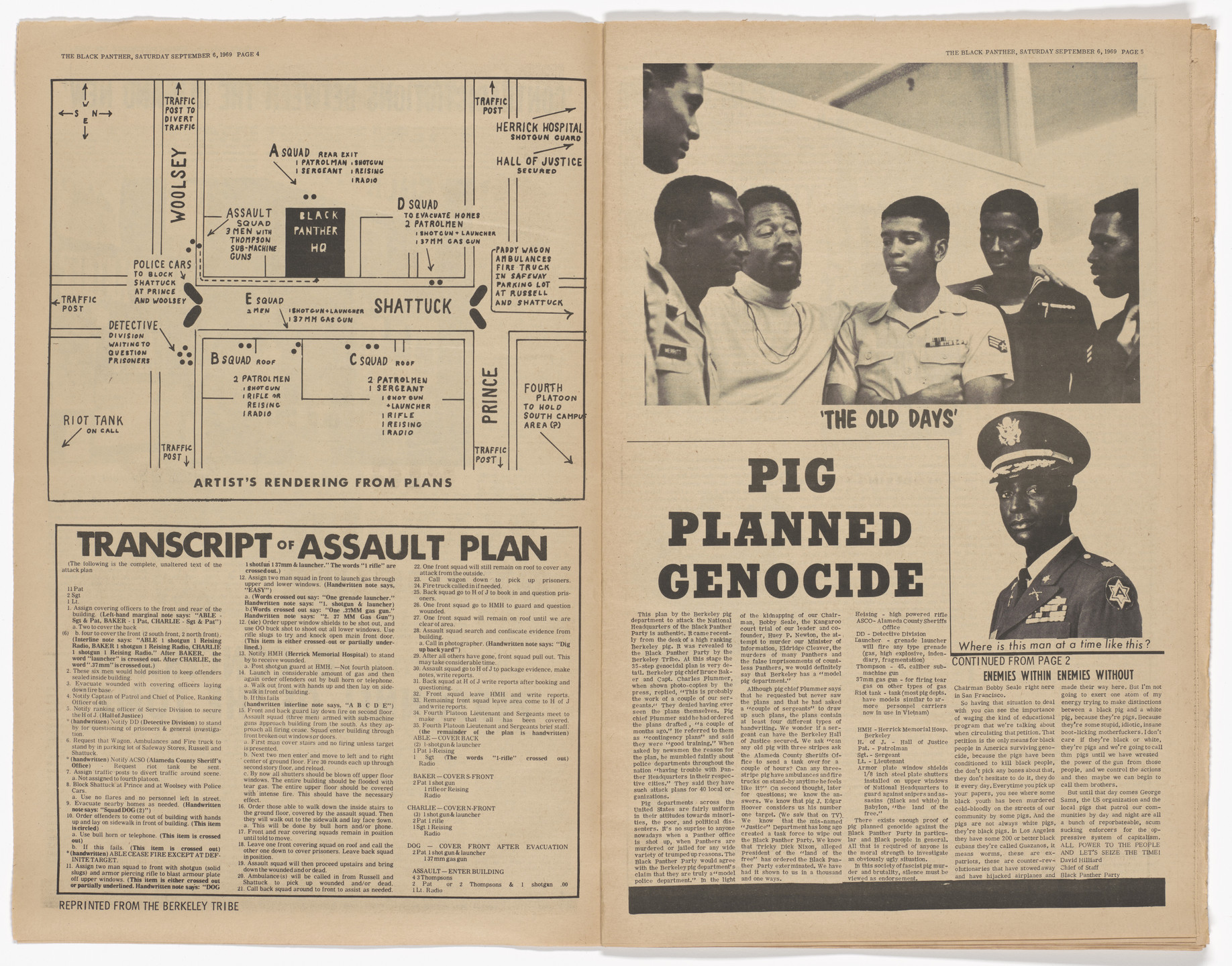 Emory Douglas, Yolanda Lopez. The Black Panther Newspaper, vol. 3, no. 20 (Huey Newton, Eldridge Cleaver, Bobby Seale). 1969