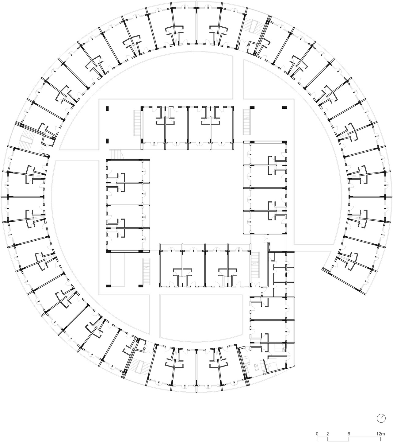 Xiao Du Liu, Yan Meng, Hui Wang. Tulou Collective Housing, Nanhai, Guandong, China (Third and fourth floor plan). 2005–2008