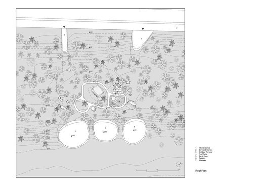 Li Hu, Huang Wenjing. UCCA Dune Art Museum, Aranya, Hebei, China (Roof plan). 2015–2018