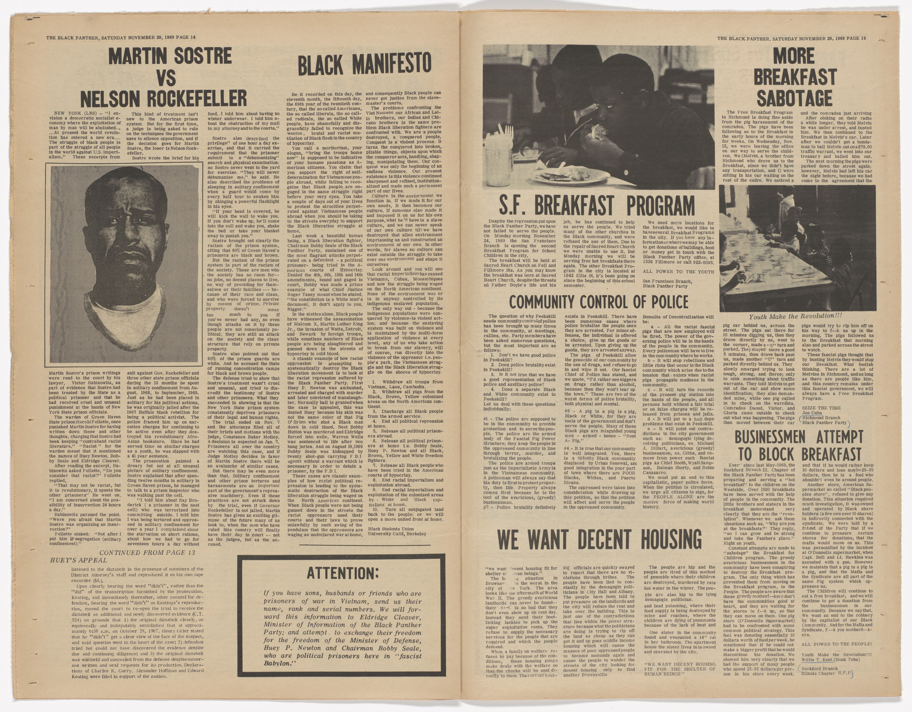 Emory Douglas. The Black Panther Newspaper, vol. 3, no. 32 (S.F pigs beat-choke Chairman Bobby Seale). 1969