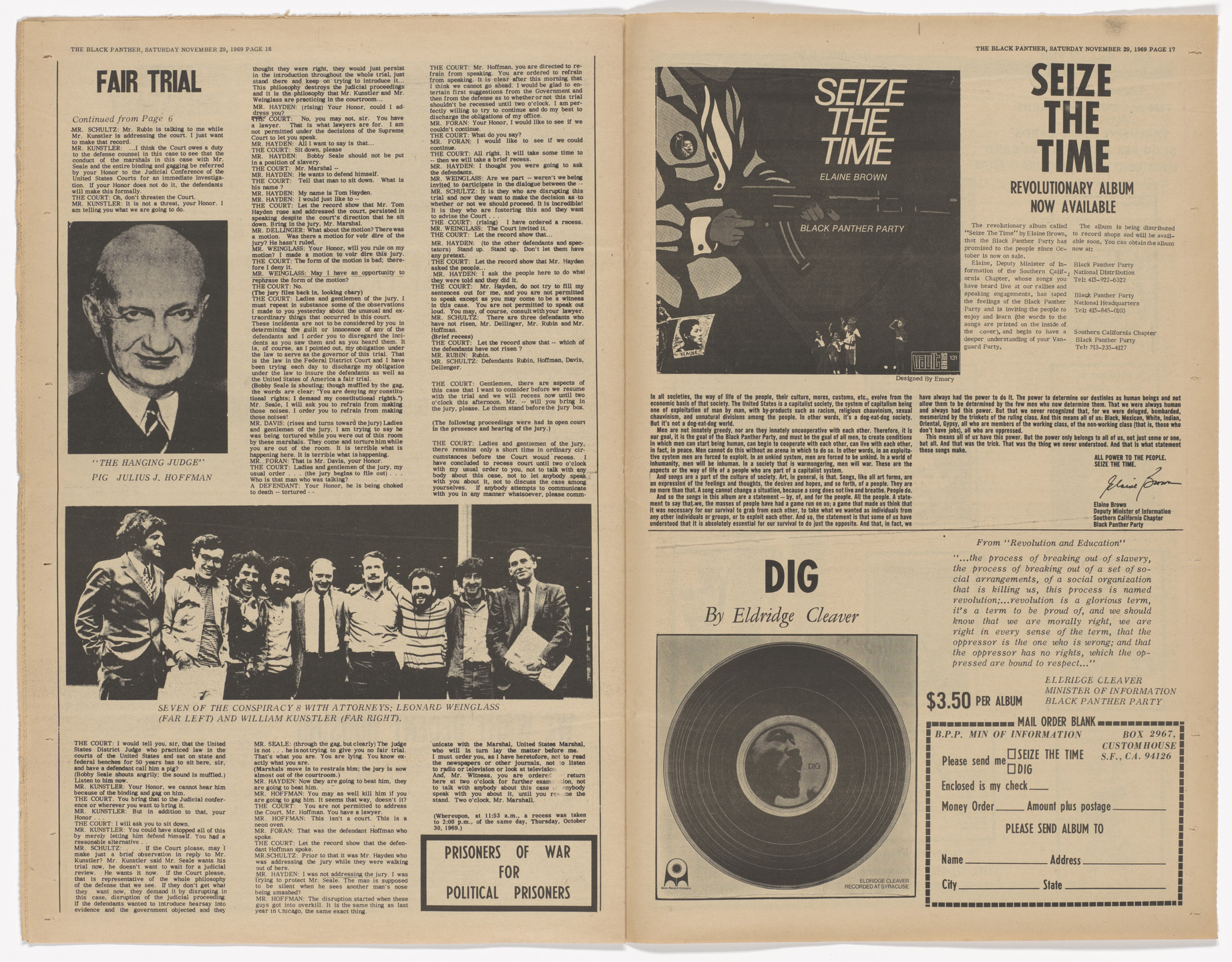 Emory Douglas. The Black Panther Newspaper, vol. 3, no. 32 (S.F pigs beat-choke Chairman Bobby Seale). 1969