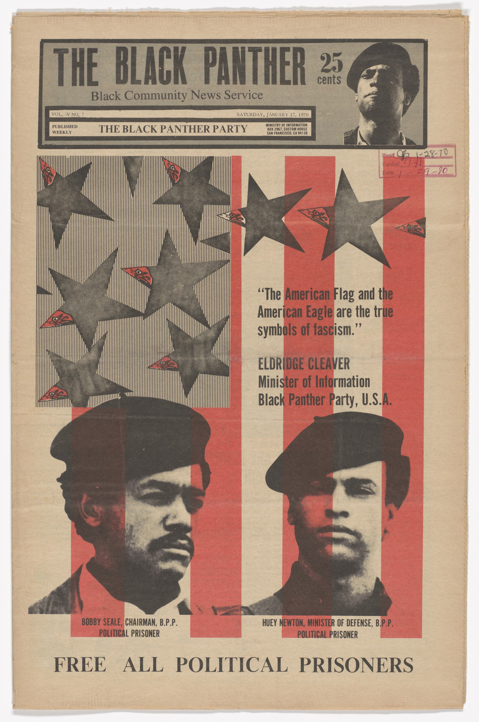 Emory Douglas. The Black Panther Newspaper, vol. 4, no. 7