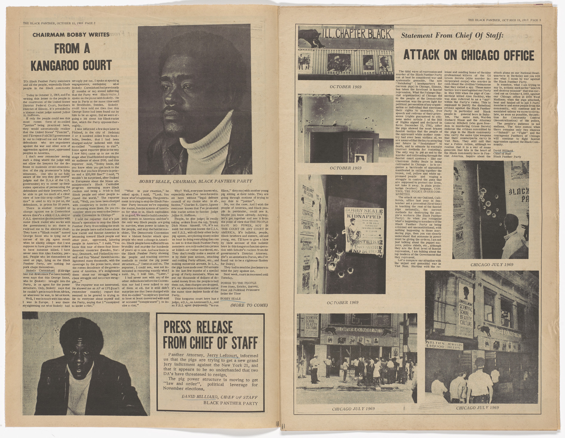 Emory Douglas. The Black Panther Newspaper, vol. 3, no. 25 (Oakland 1968, Fascism, Chicago 1969). 1969