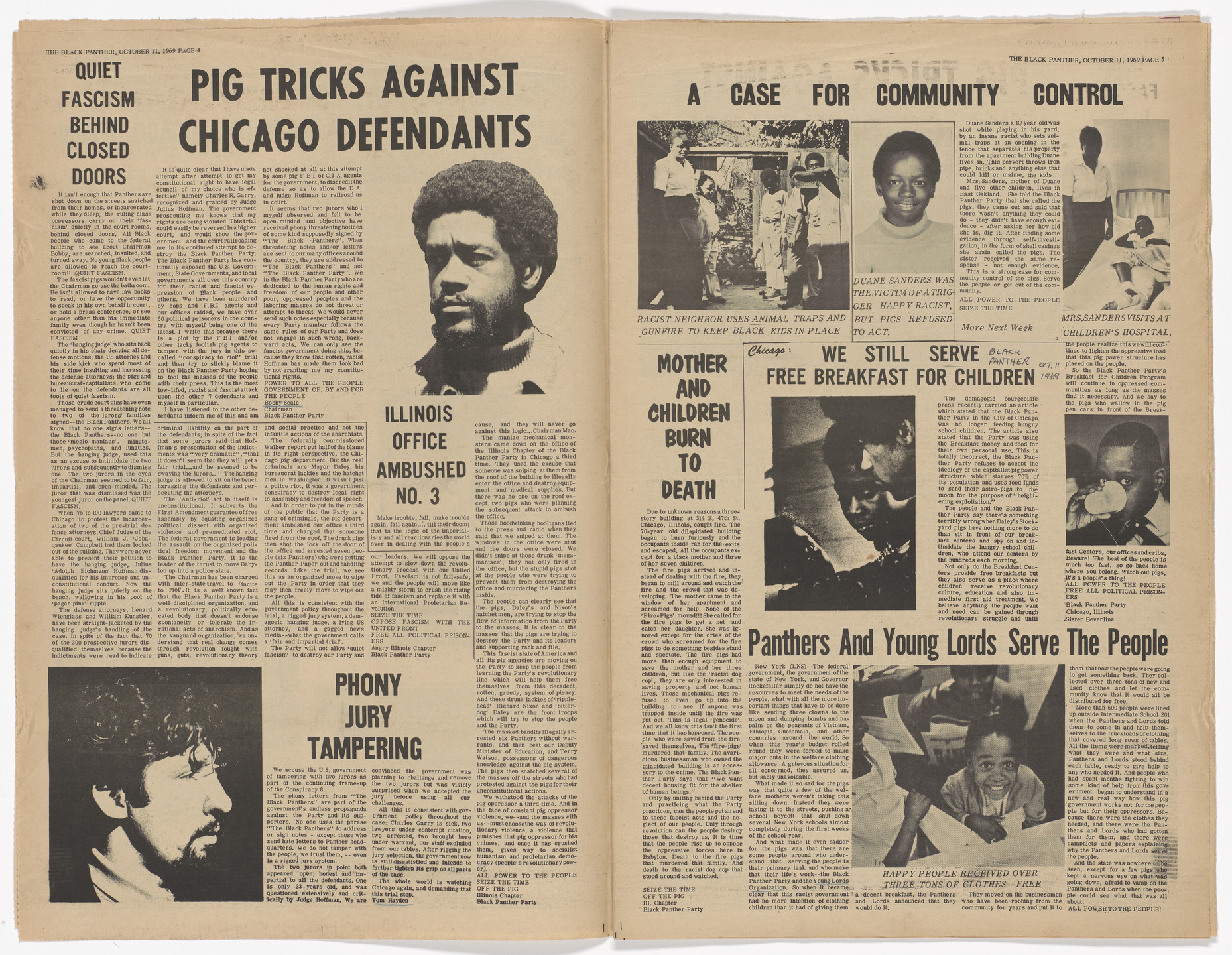 Emory Douglas. The Black Panther Newspaper, vol. 3, no. 25 (Oakland 1968, Fascism, Chicago 1969). 1969