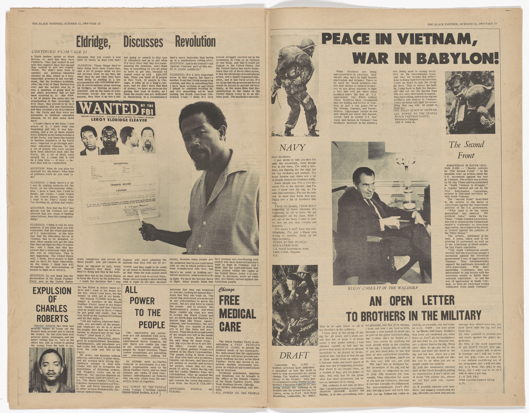 Emory Douglas. The Black Panther Newspaper, vol. 3, no. 25 (Oakland 1968, Fascism, Chicago 1969). 1969