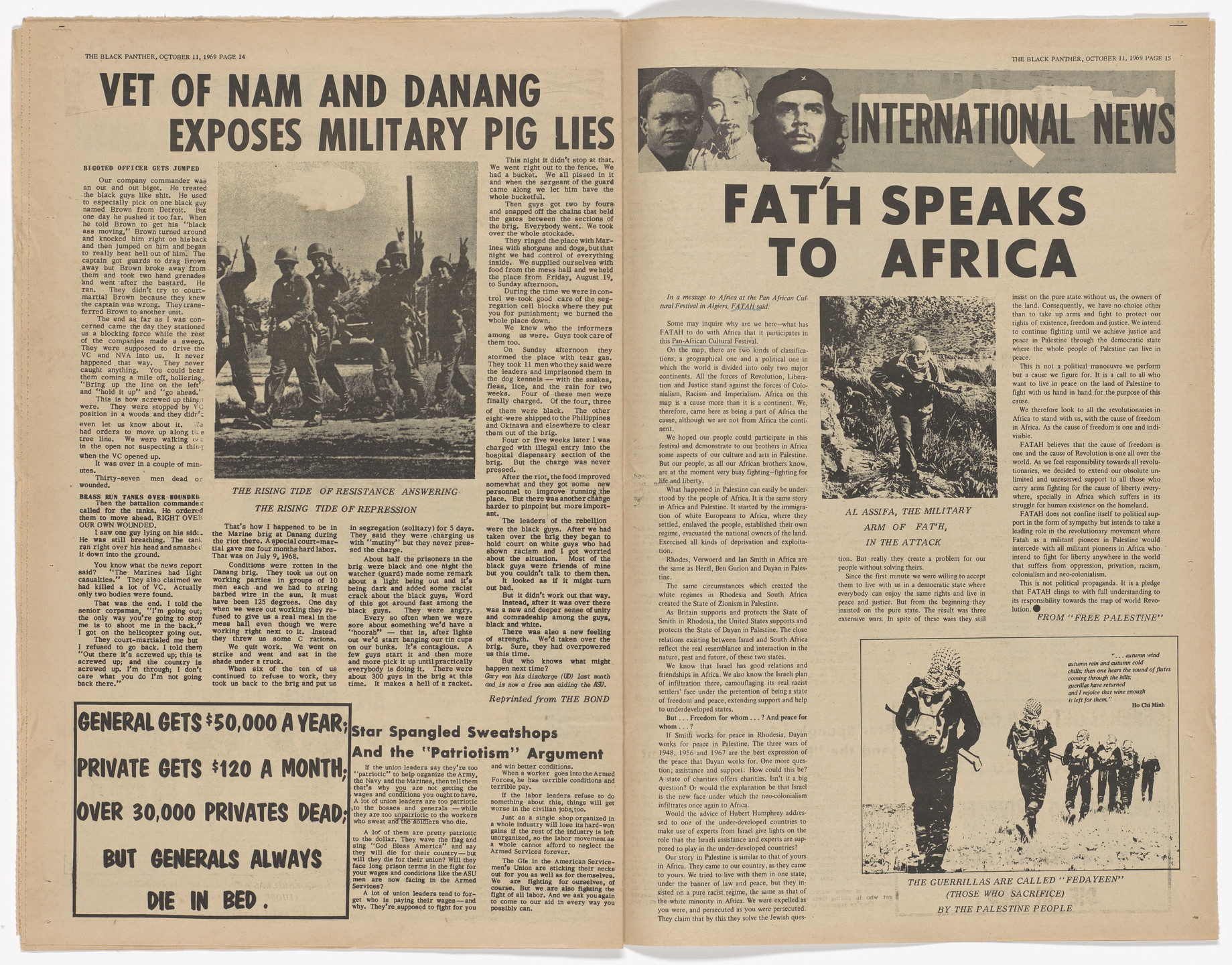 Emory Douglas. The Black Panther Newspaper, vol. 3, no. 25 (Oakland 1968, Fascism, Chicago 1969). 1969