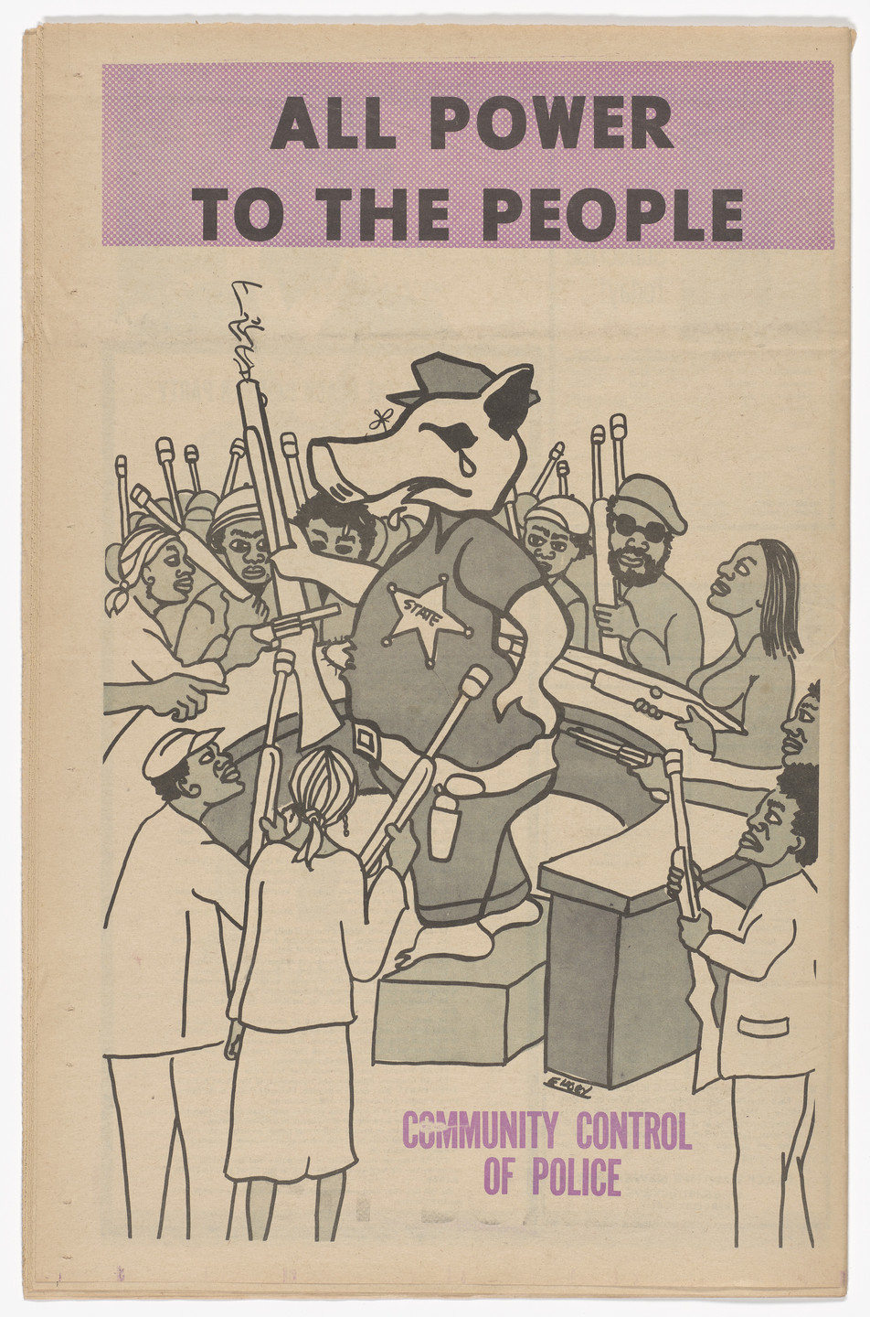 Emory Douglas. The Black Panther Newspaper, vol. 3, no. 25 (Oakland 1968, Fascism, Chicago 1969). 1969