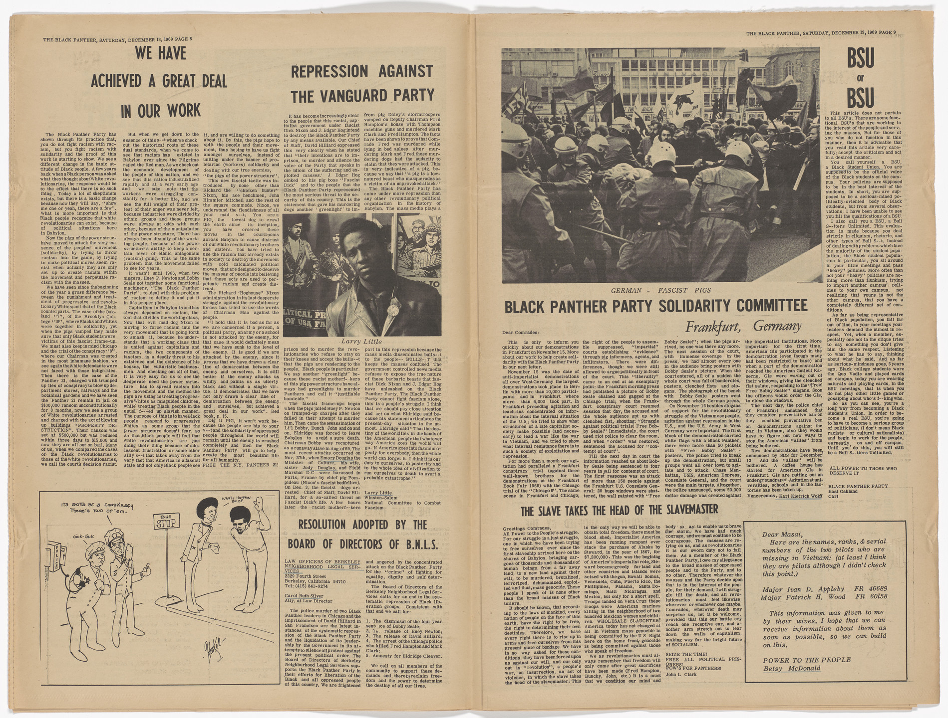 Emory Douglas. The Black Panther Newspaper, vol. 4, no. 2 (Fred Hampton murdered). 1969