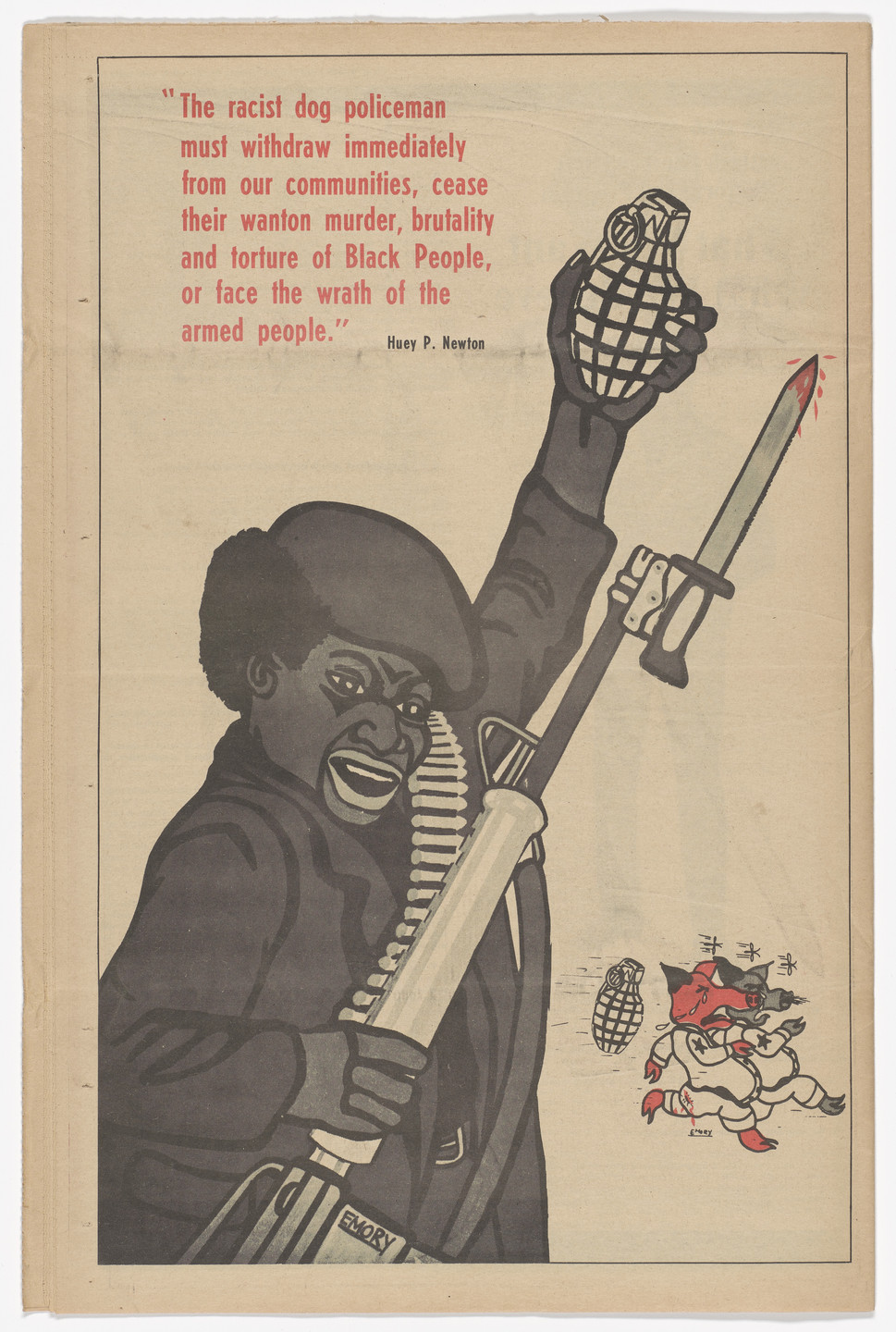 Emory Douglas. The Black Panther Newspaper, vol. 4, no. 2 (Fred Hampton murdered). 1969