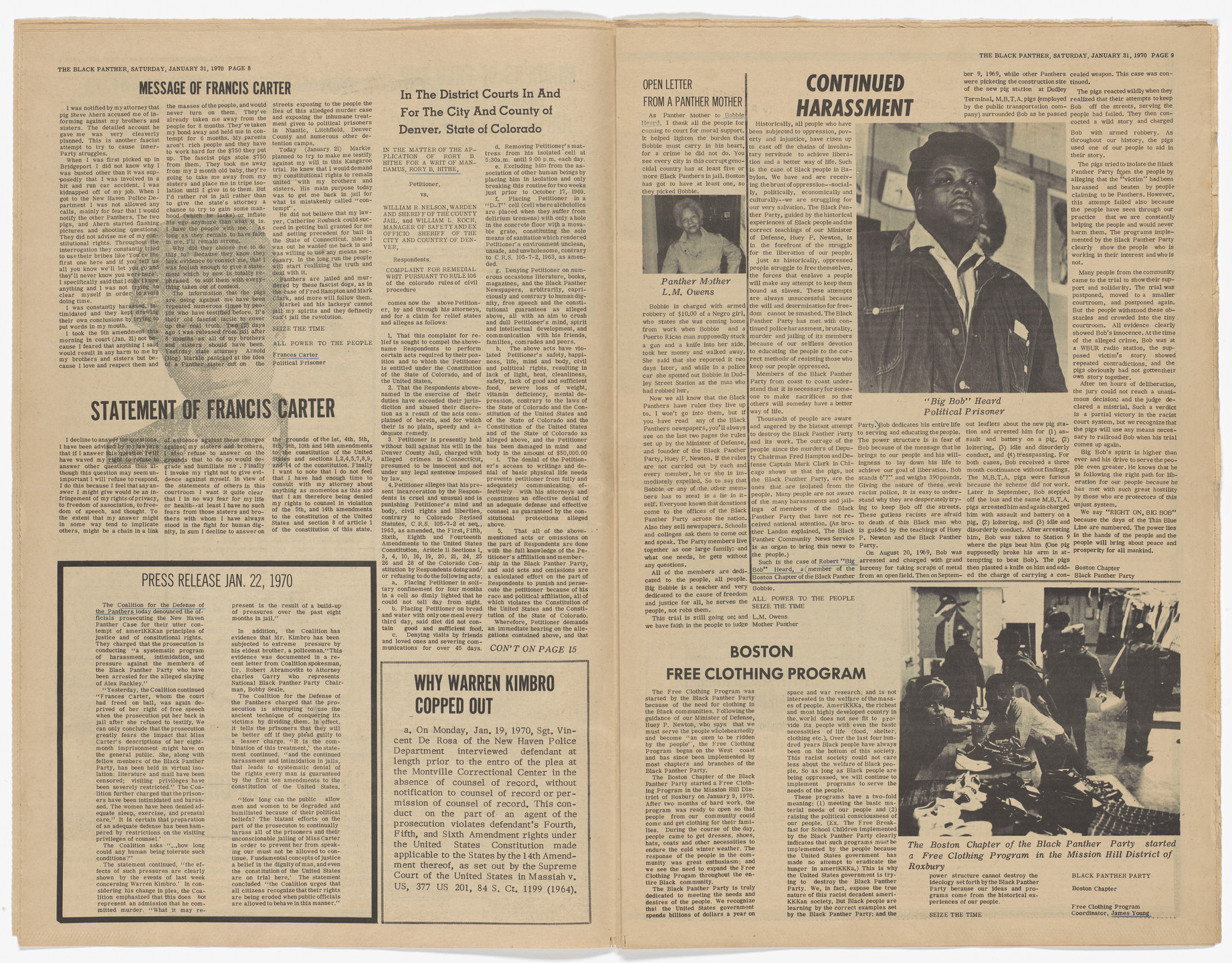 Emory Douglas. The Black Panther Newspaper, vol. 4, no. 8 (Free Breakfast for School Children). 1970