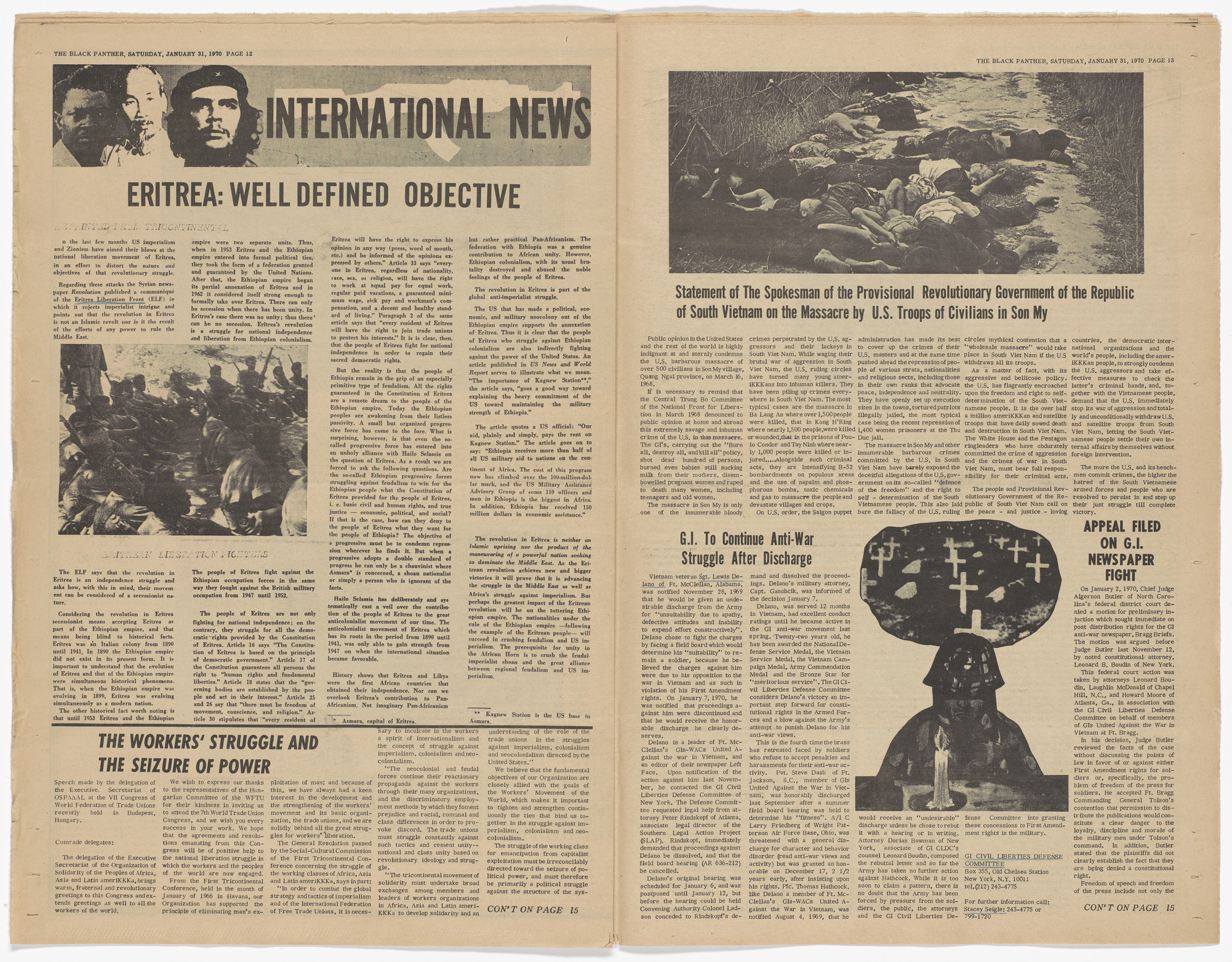 Emory Douglas. The Black Panther Newspaper, vol. 4, no. 8 (Free Breakfast for School Children). 1970