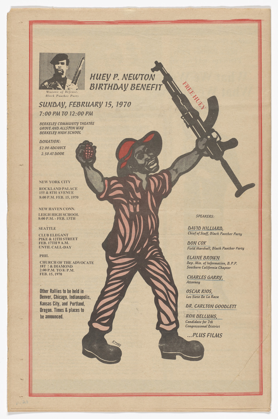 Emory Douglas. The Black Panther Newspaper, vol. 4, no. 8 (Free Breakfast for School Children). 1970