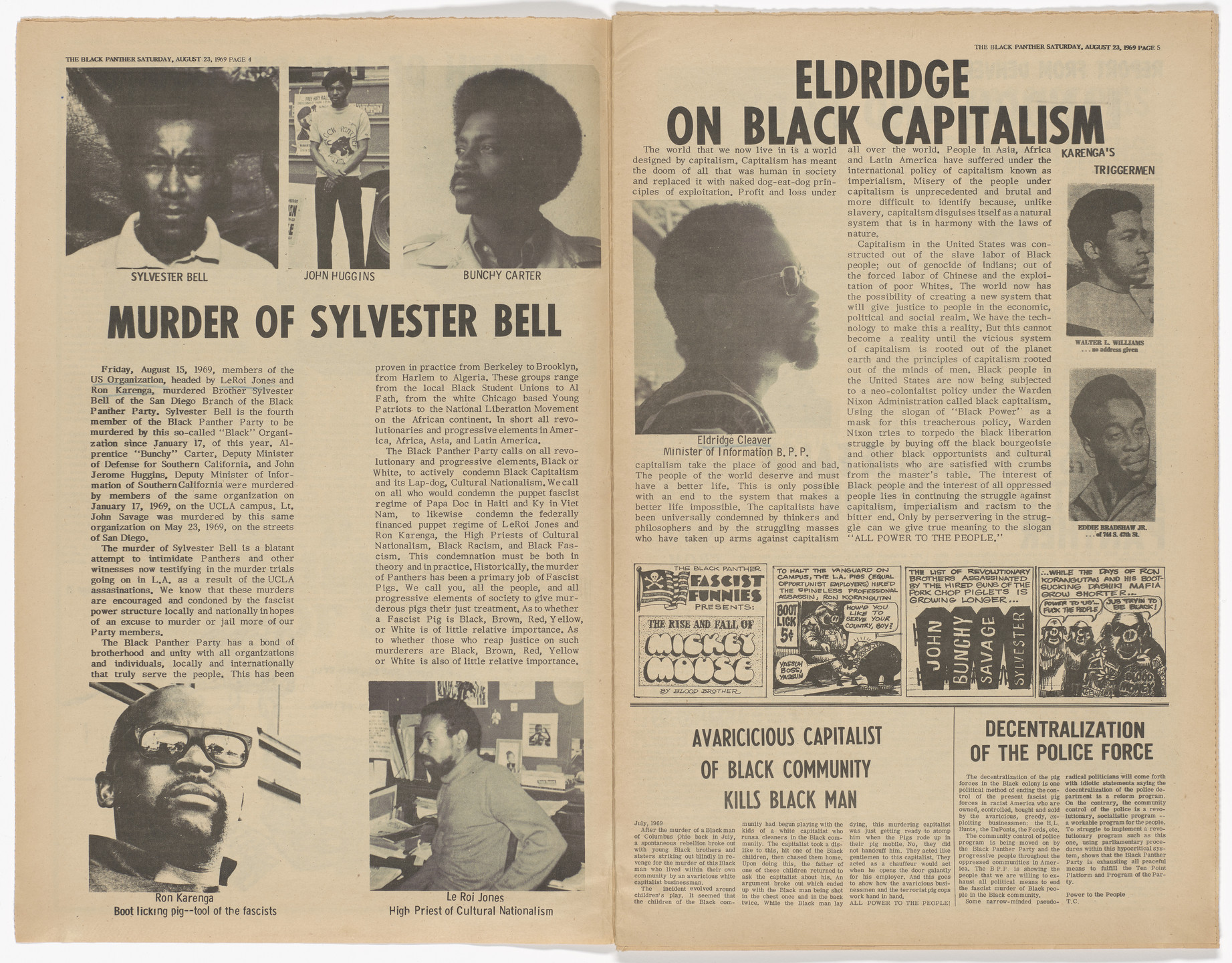 Emory Douglas. The Black Panther Newspaper, vol. 3, no. 18 (Kill black panther, kill black people). 1969