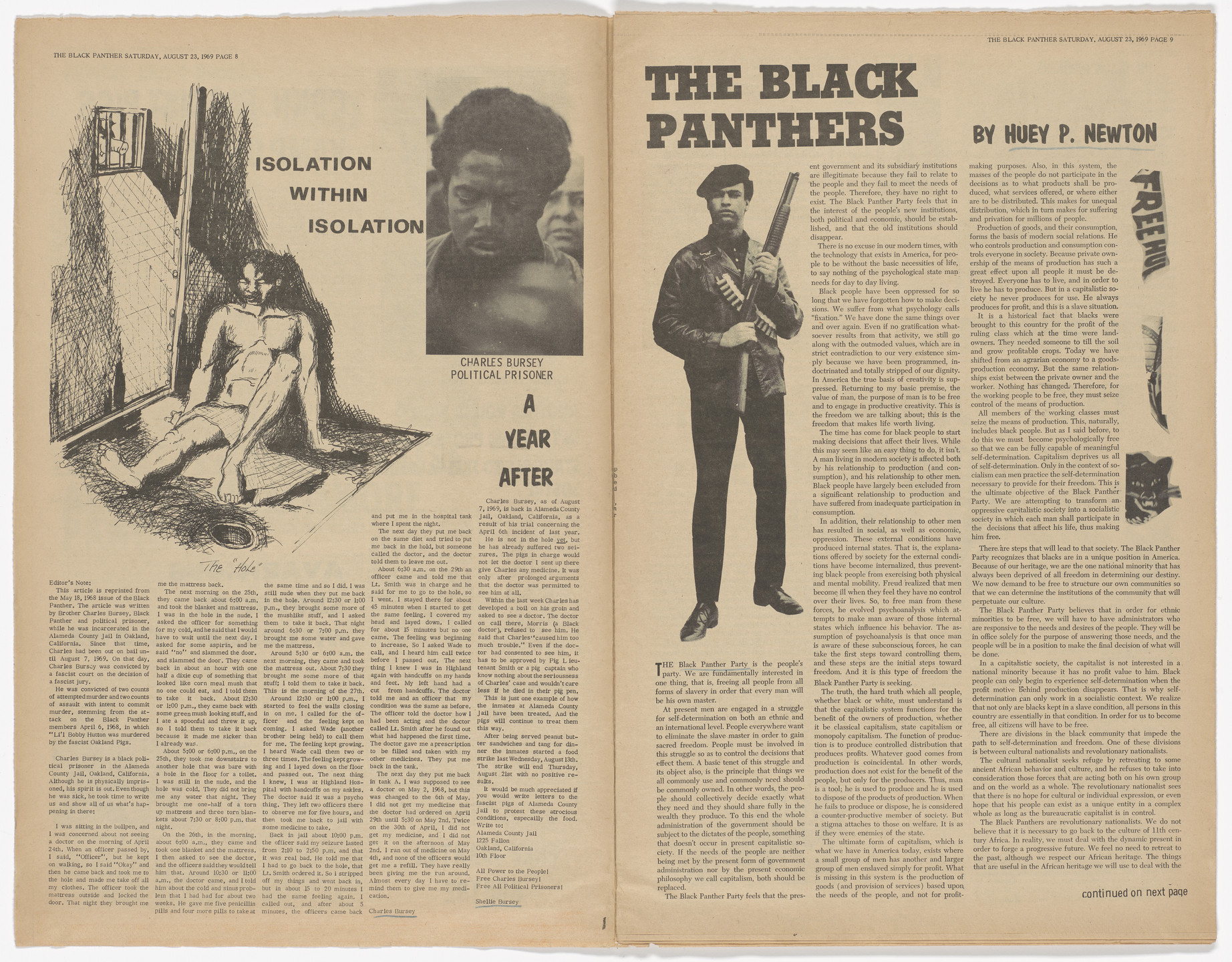 Emory Douglas. The Black Panther Newspaper, vol. 3, no. 18 (Kill black panther, kill black people). 1969