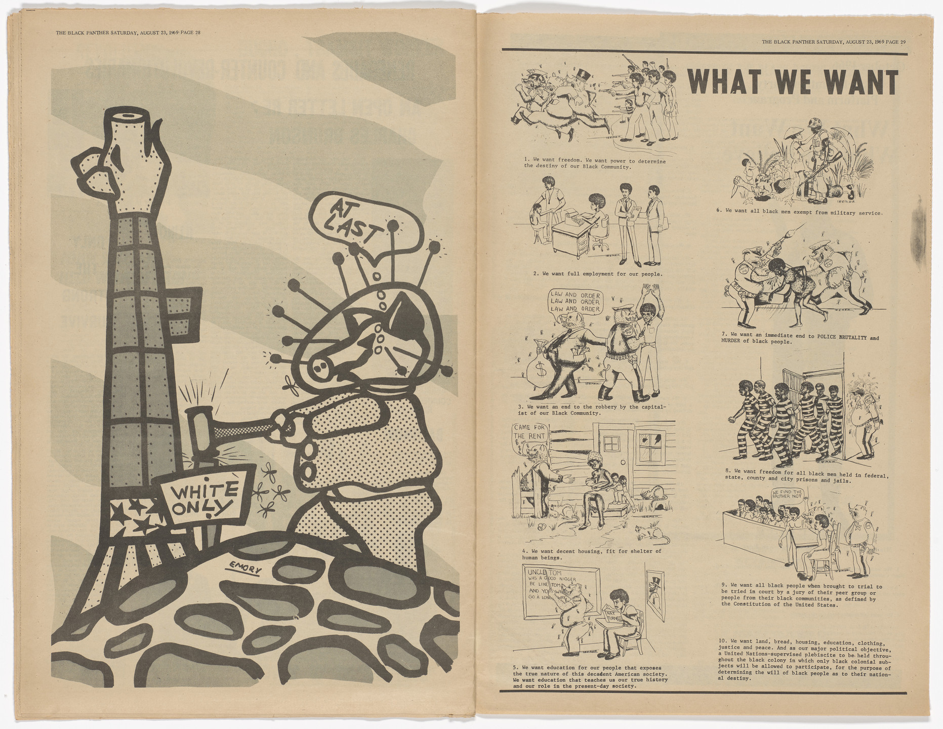 Emory Douglas. The Black Panther Newspaper, vol. 3, no. 18 (Kill black panther, kill black people). 1969