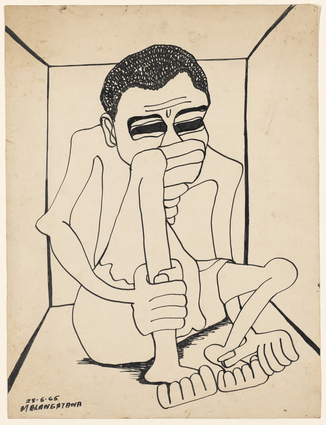 Malangatana Valente Ngwenya. PIDE&#39;s Punishment Room (Sala de castigo da PIDE). 1965