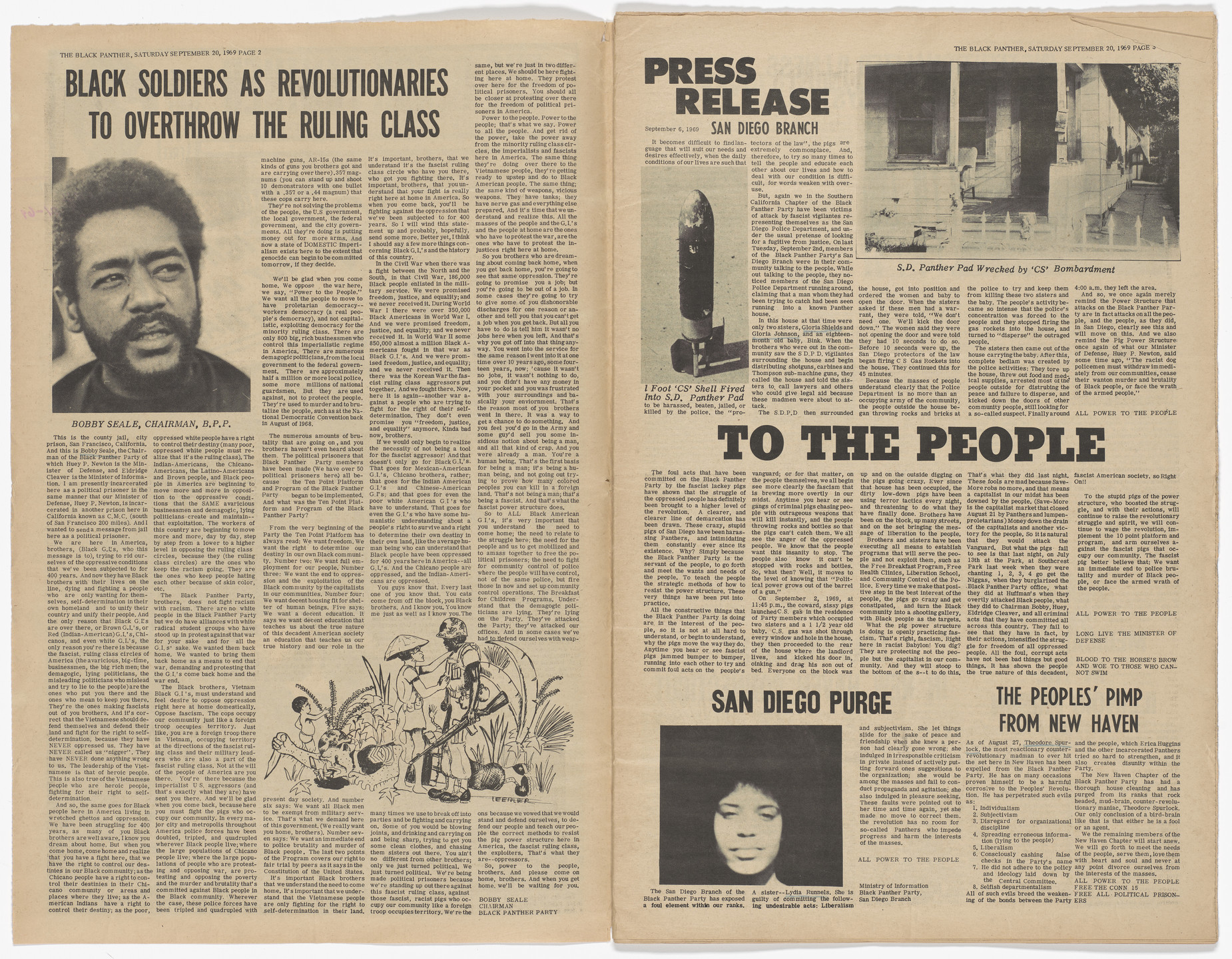 Emory Douglas, Yolanda Lopez. The Black Panther Newspaper, vol. 3, no. 22 (Our fight is not in Vietnam). 1969