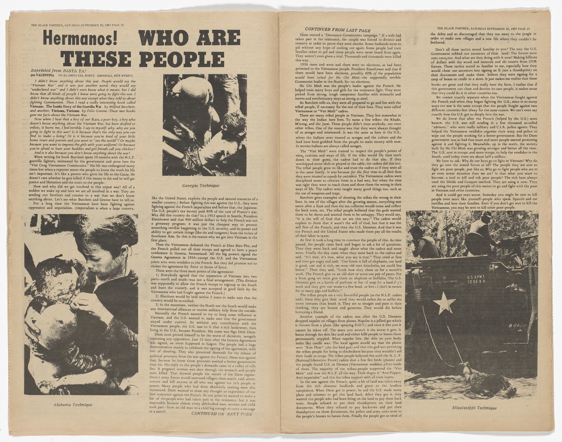 Emory Douglas, Yolanda Lopez. The Black Panther Newspaper, vol. 3, no. 22 (Our fight is not in Vietnam). 1969