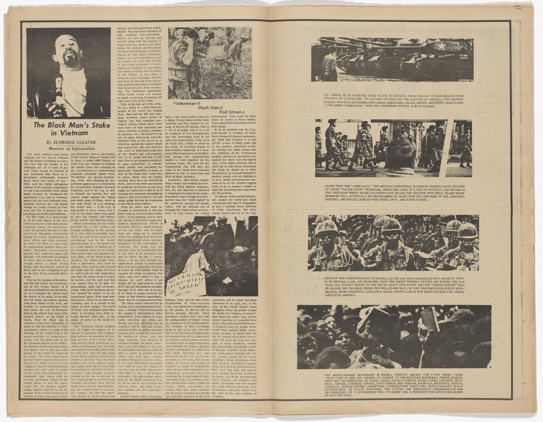 Emory Douglas, Yolanda Lopez. The Black Panther Newspaper, vol. 3, no. 22 (Our fight is not in Vietnam). 1969