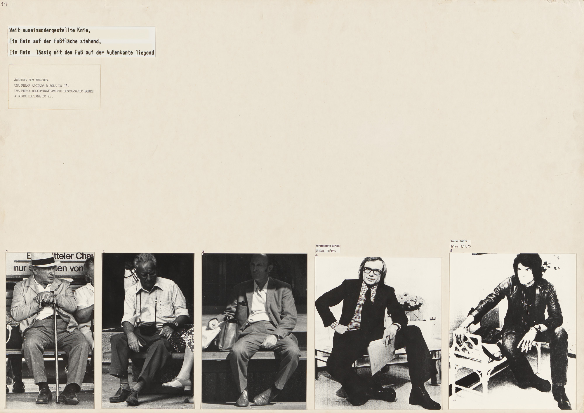 Marianne Wex. Panel from Let's Take Back Our Space: 'Female' and 'Male' Body Language as a Result of Patriarchal Structures
