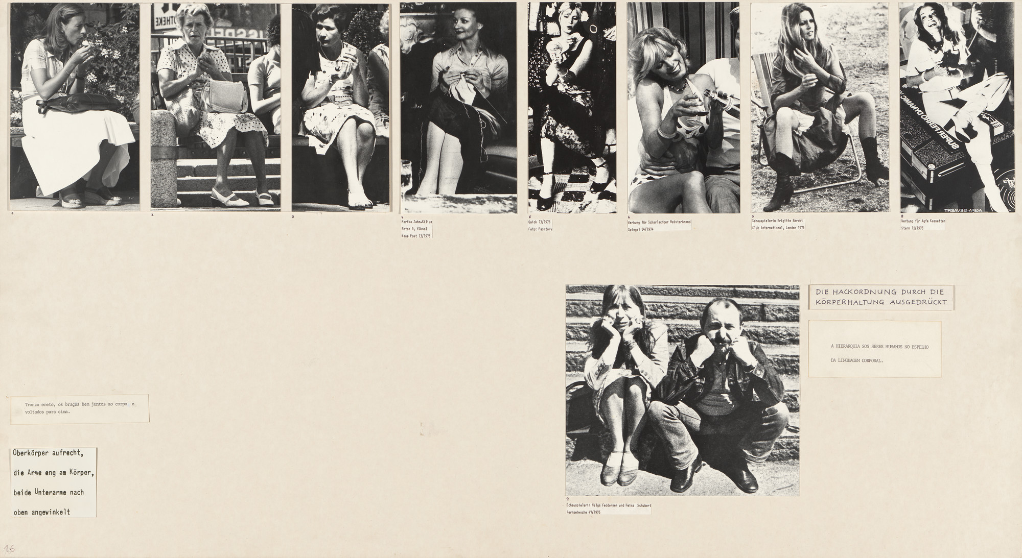 Marianne Wex. Panel from Let's Take Back Our Space: 'Female' and 'Male' Body Language as a Result of Patriarchal Structures