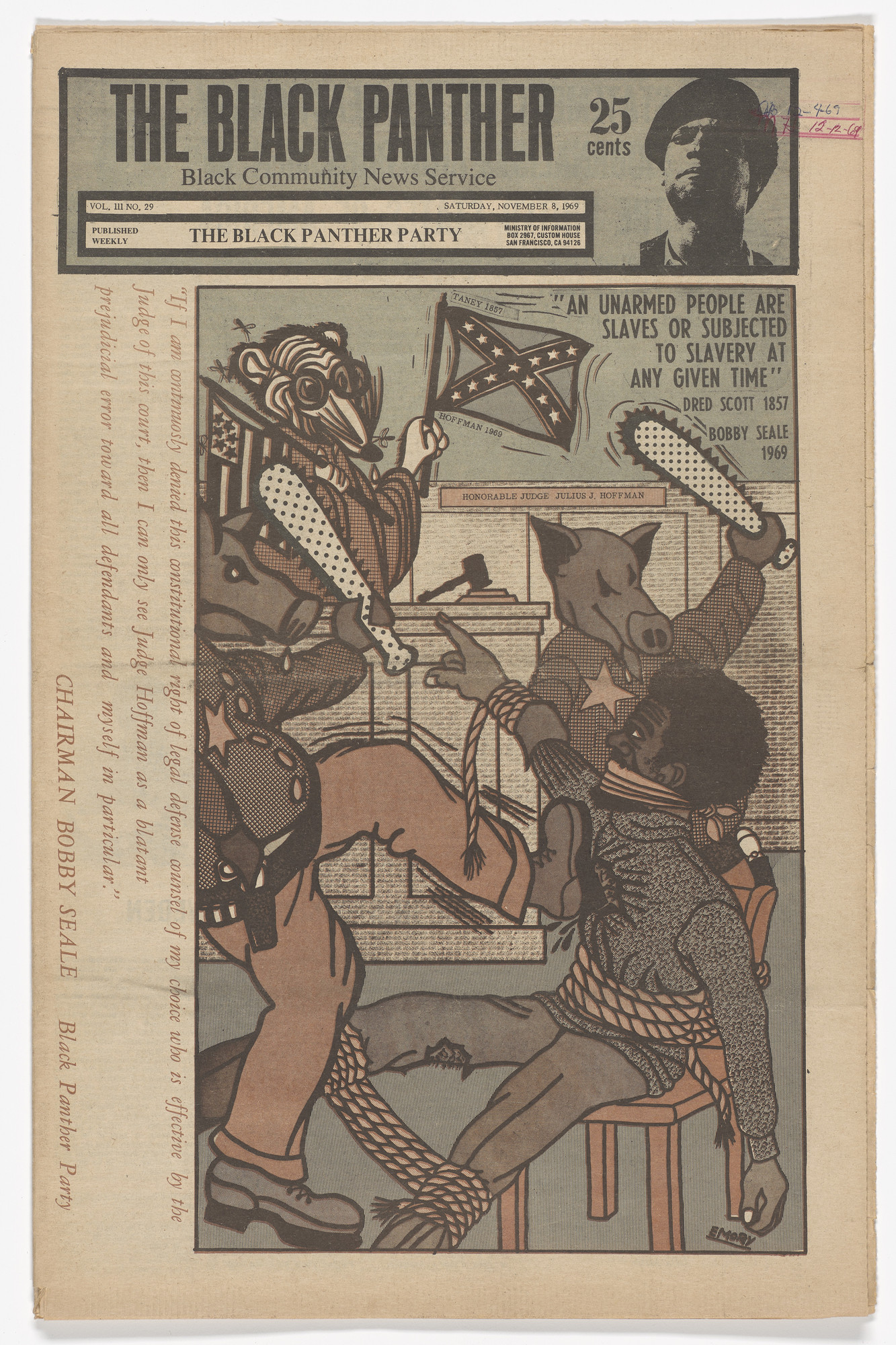 Emory Douglas. The Black Panther Newspaper, vol. 3, no. 29 (An