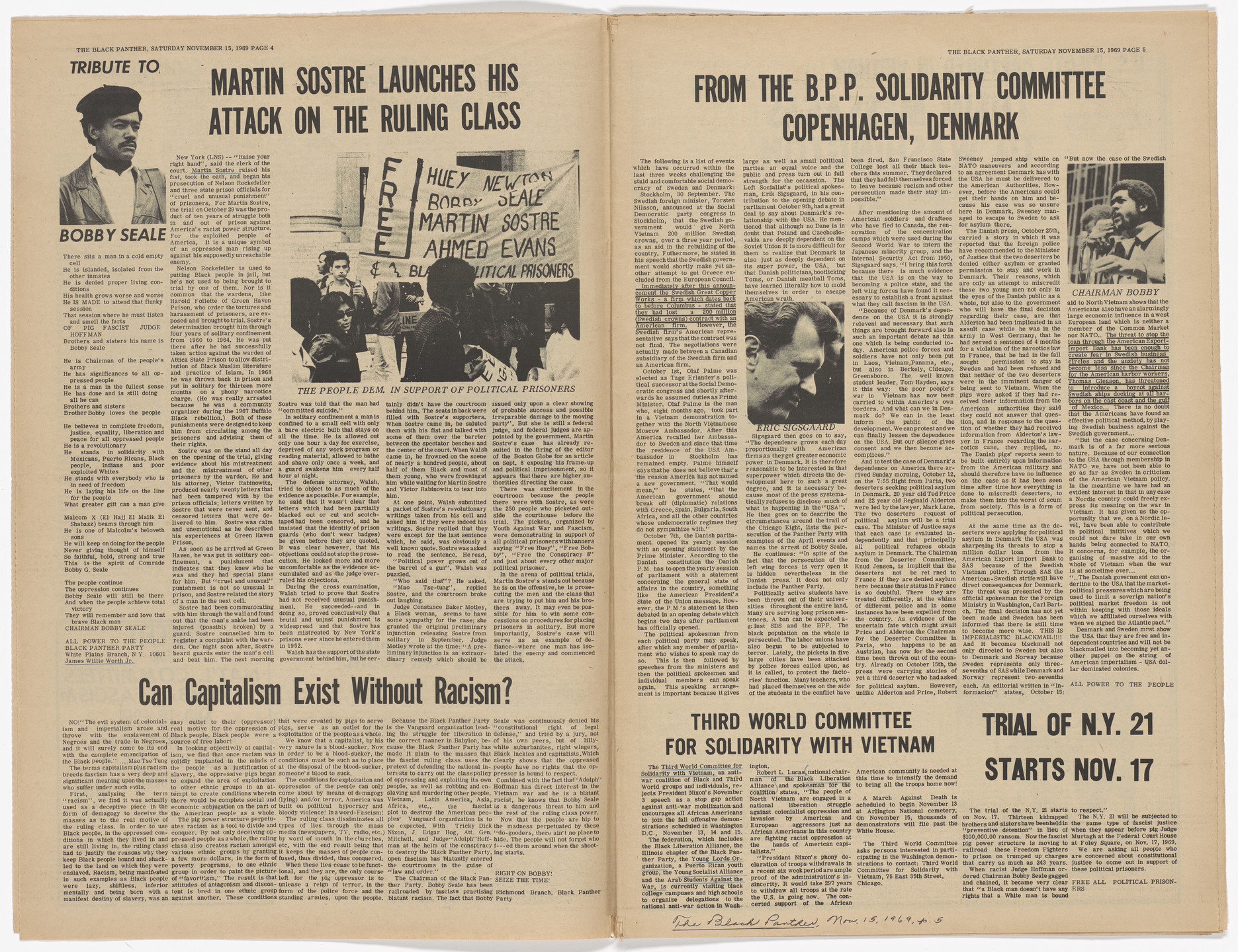 Emory Douglas. The Black Panther Newspaper, vol. 3, no. 30 (In Vietnam the Vietnamese say). 1969