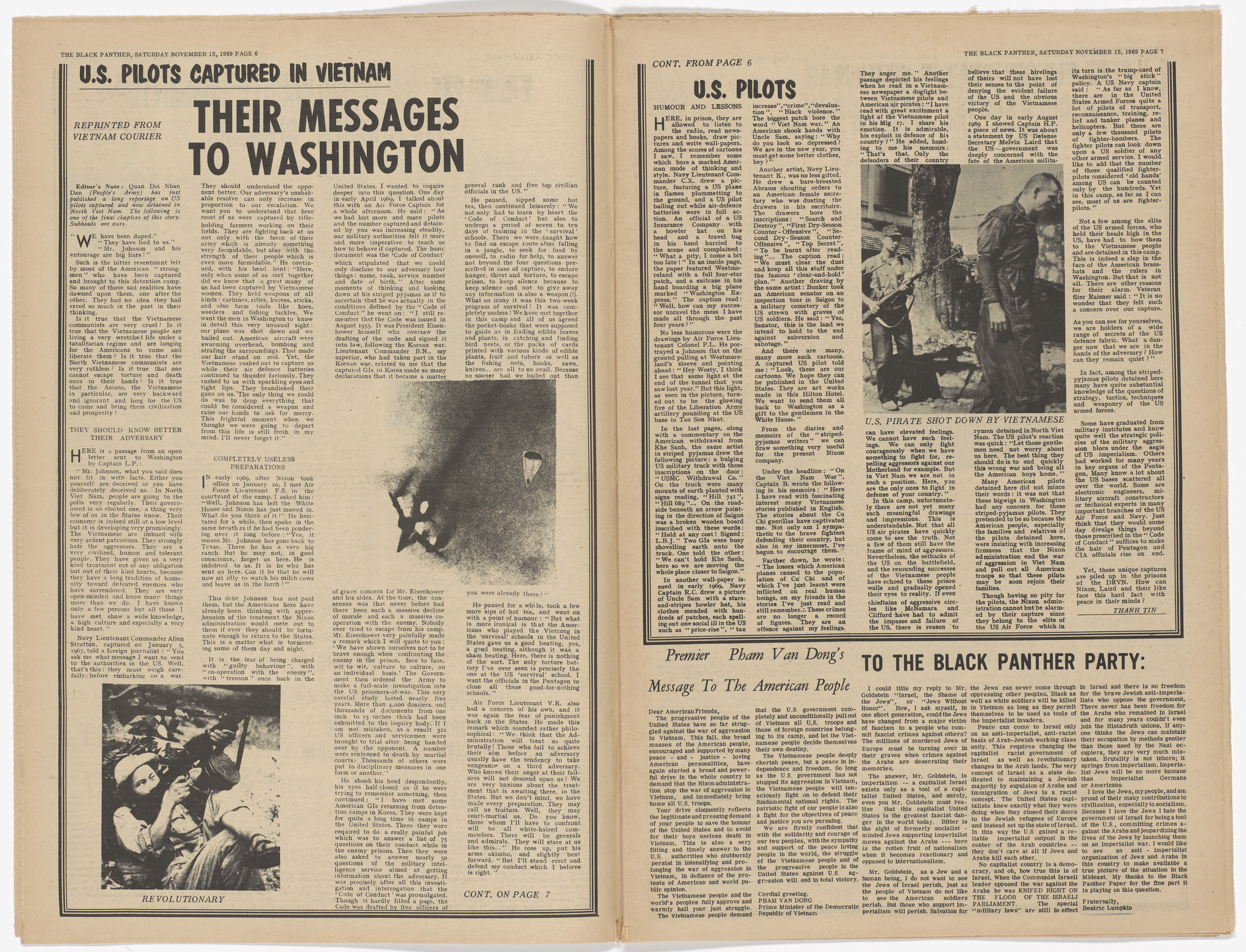 Emory Douglas. The Black Panther Newspaper, vol. 3, no. 30 (In Vietnam the Vietnamese say). 1969