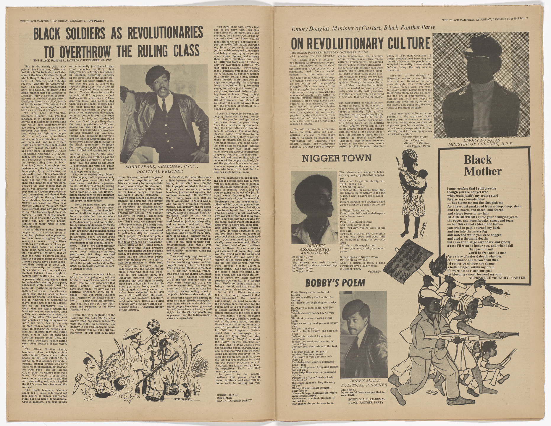 Emory Douglas. The Black Panther Newspaper, vol. 4, no. 5 (Selected works of the black panther party). 1970