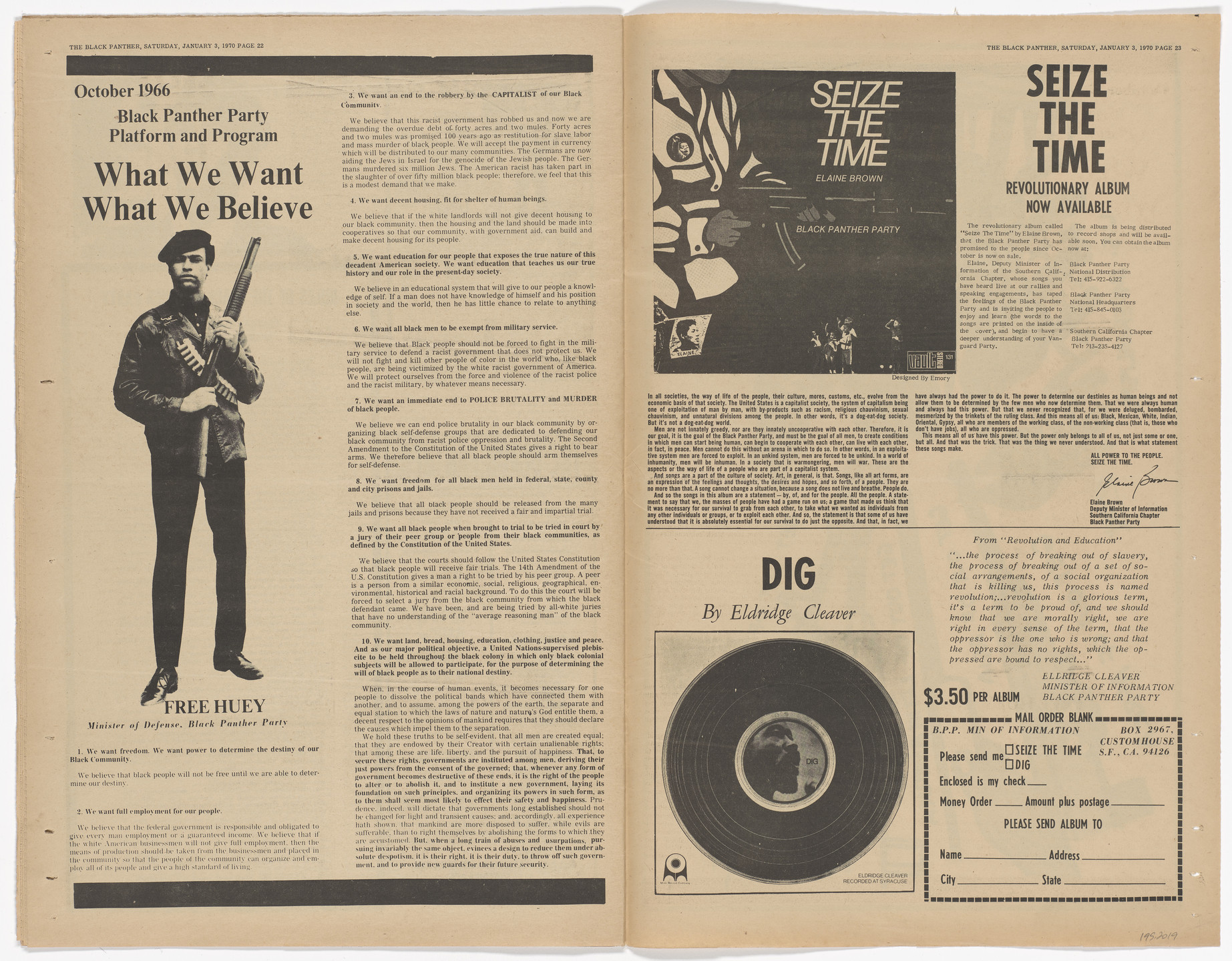 Emory Douglas. The Black Panther Newspaper, vol. 4, no. 5 (Selected works of the black panther party). 1970