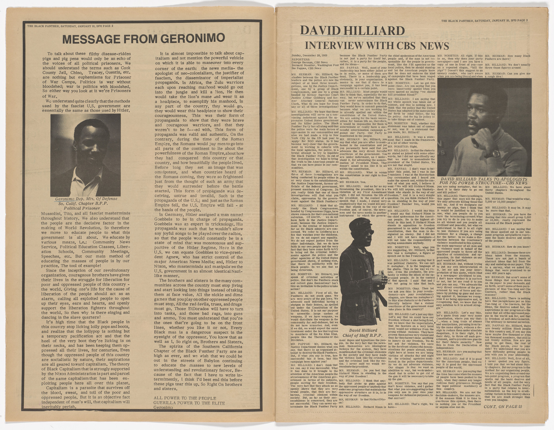 Emory Douglas. The Black Panther Newspaper, vol. 4, no. 6 (To be a revolutionary is to be an enemy of the state). 1970