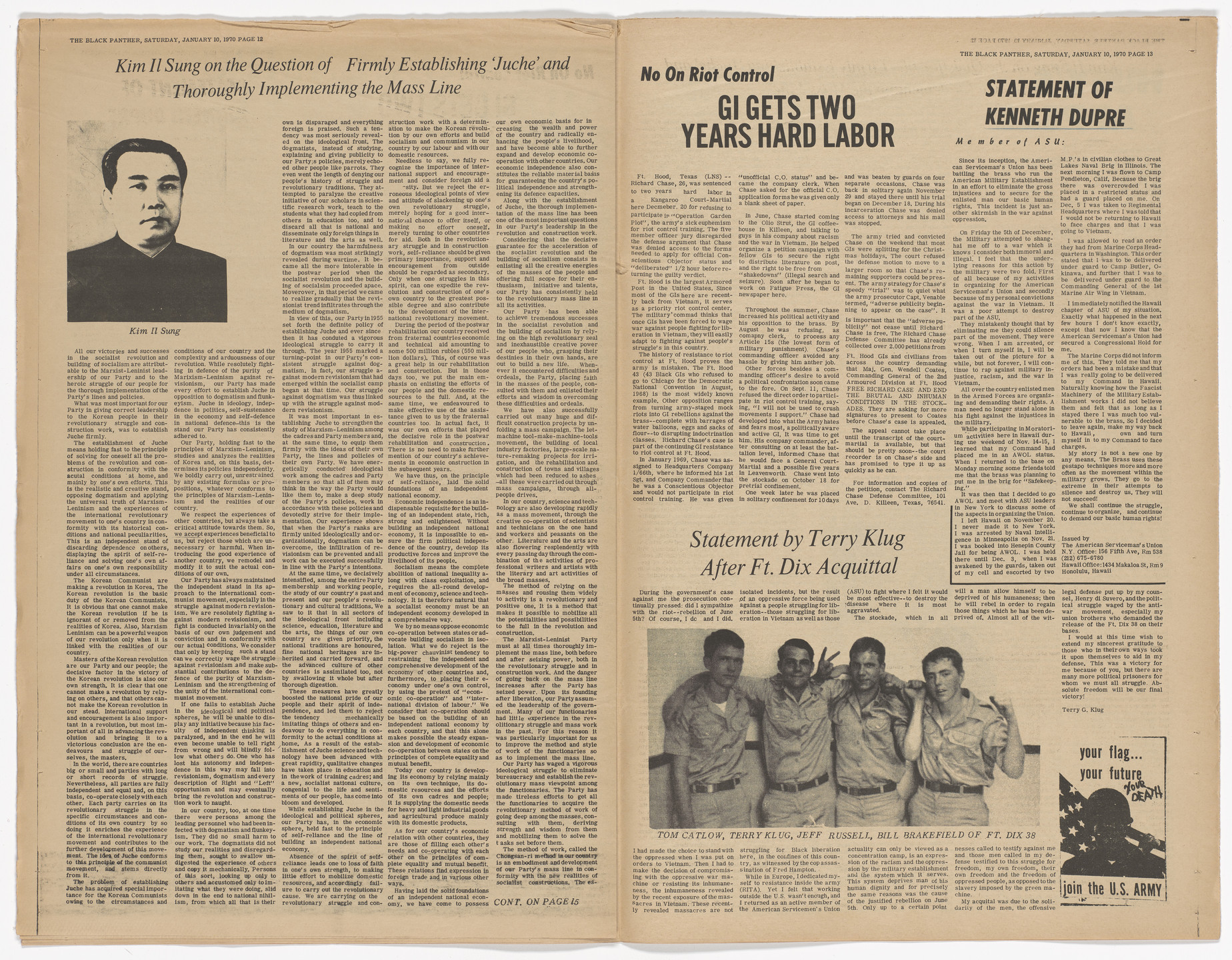 Emory Douglas. The Black Panther Newspaper, vol. 4, no. 6 (To be a revolutionary is to be an enemy of the state). 1970