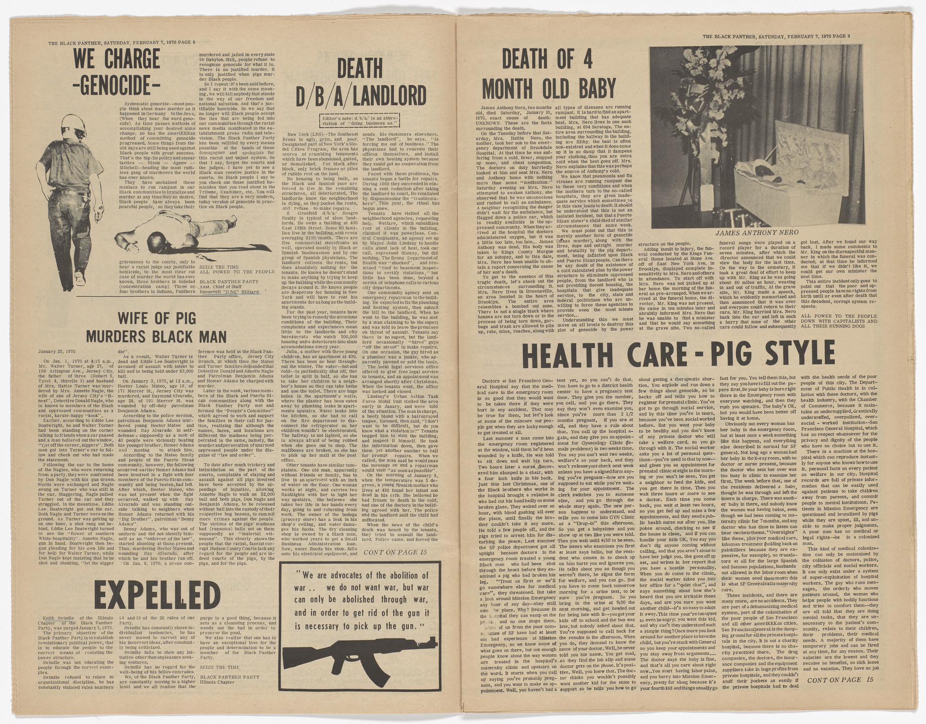Emory Douglas. The Black Panther Newspaper, vol. 4, no. 9 (Judge Murtaugh: The True Symbol of Fascism). 1970