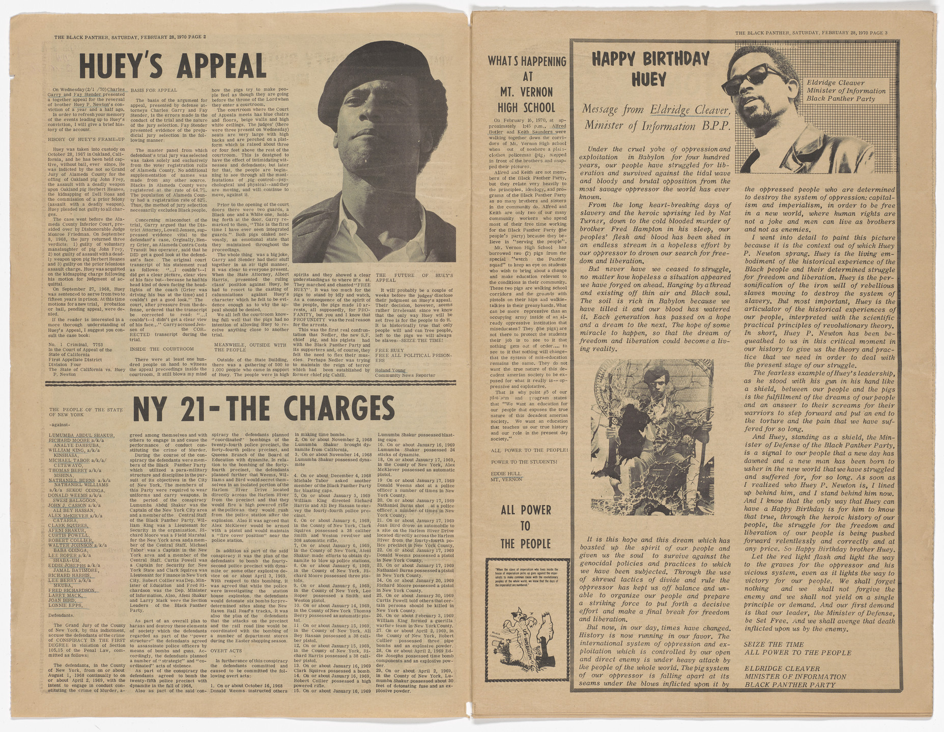 Emory Douglas. The Black Panther Newspaper, vol. 4, no.13 (Our main purpose). 1970