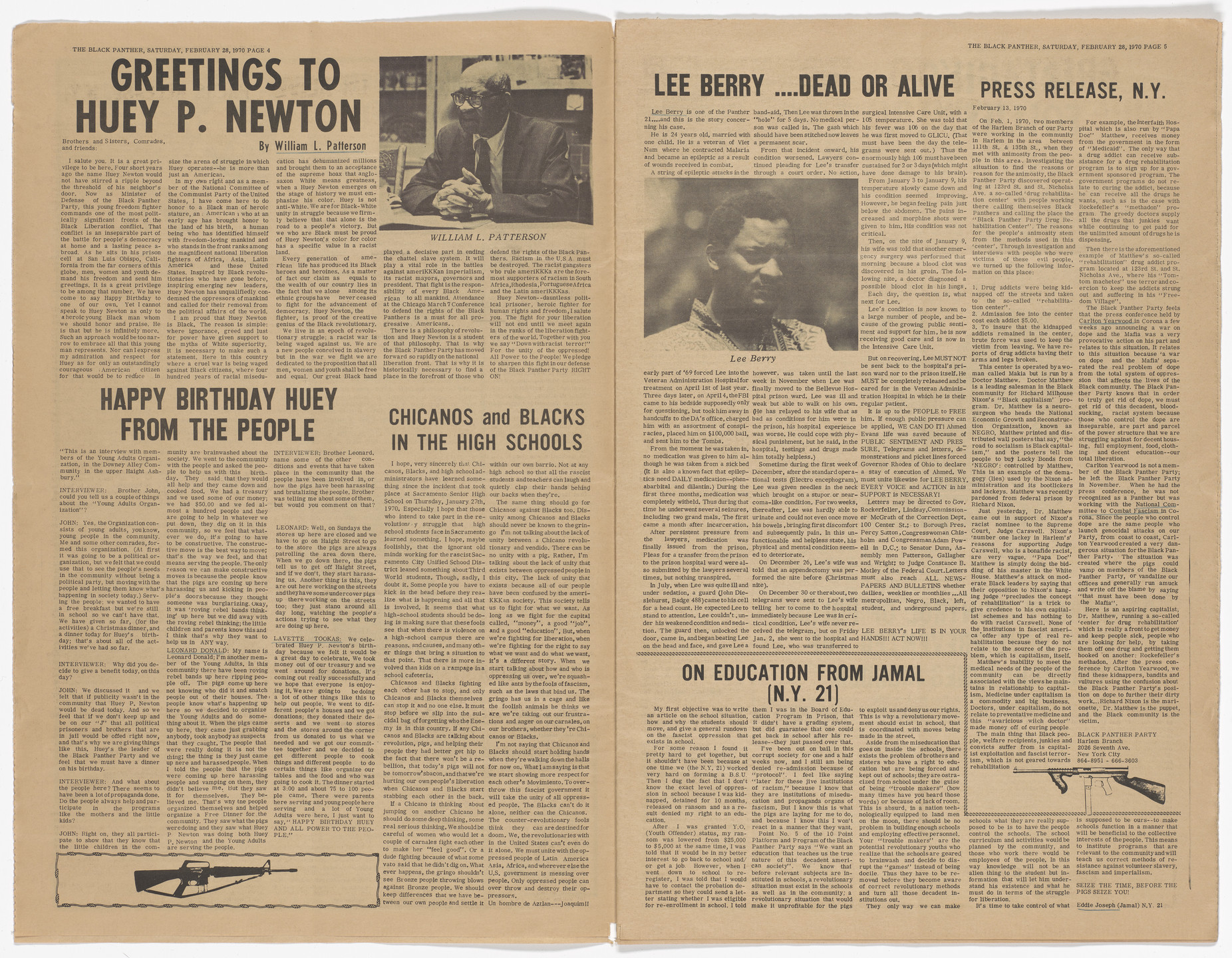 Emory Douglas. The Black Panther Newspaper, vol. 4, no.13 (Our main purpose). 1970