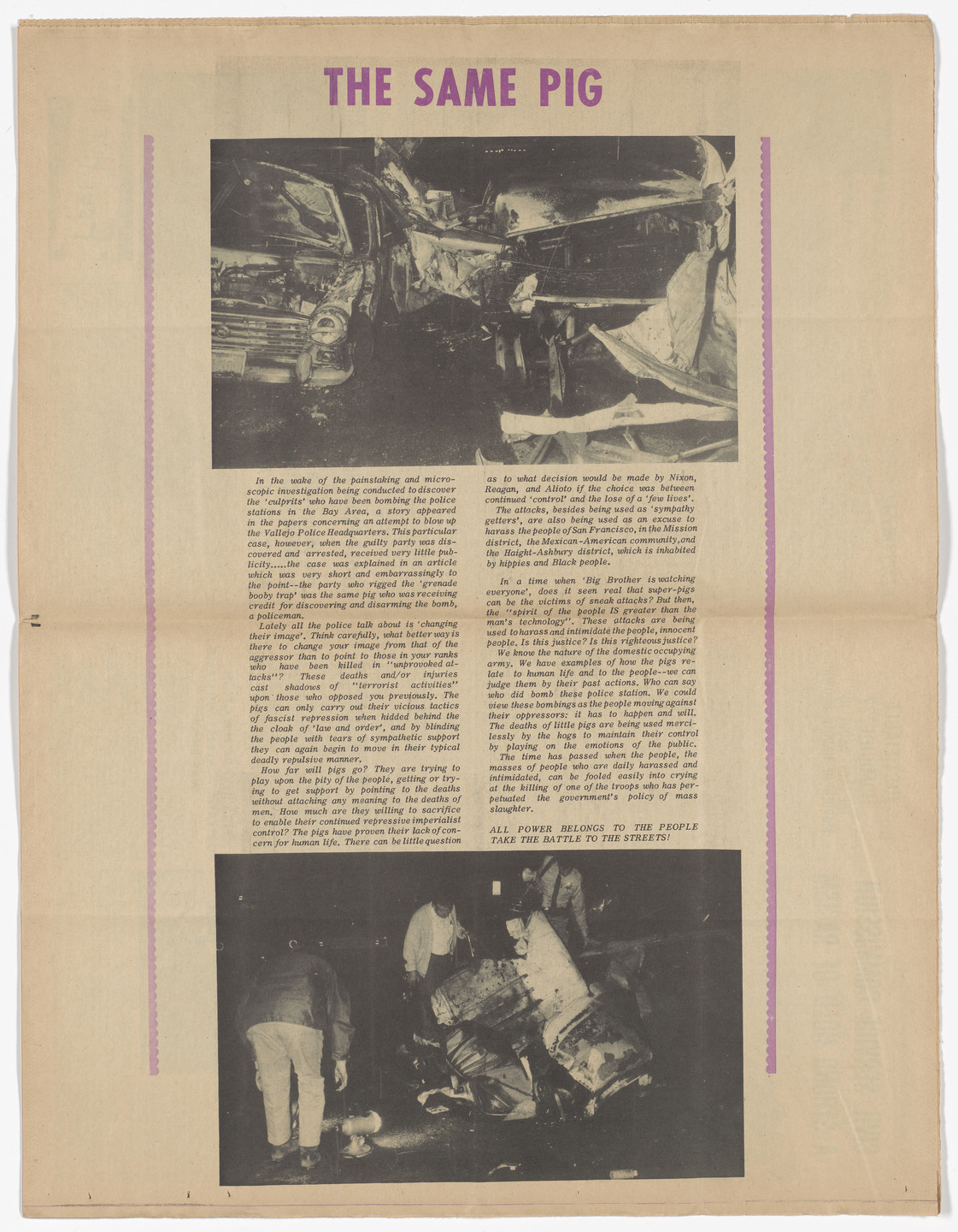 Emory Douglas. The Black Panther Newspaper, vol. 4, no.13 (Our main purpose). 1970