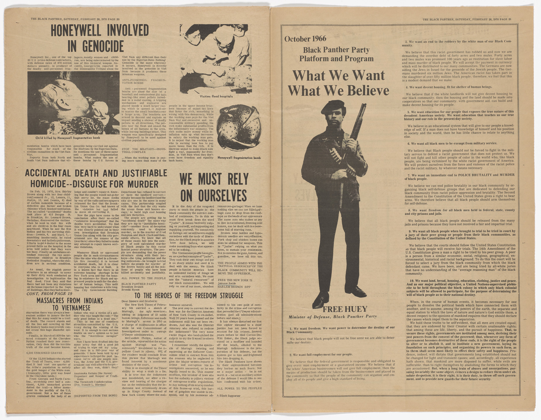 Emory Douglas. The Black Panther Newspaper, vol. 4, no.13 (Our main purpose). 1970