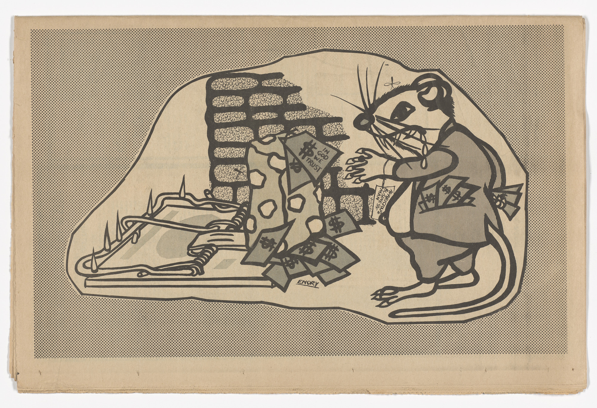 Emory Douglas. The Black Panther Newspaper, vol. 3, no. 13 (Avaricious Businessman). 1969