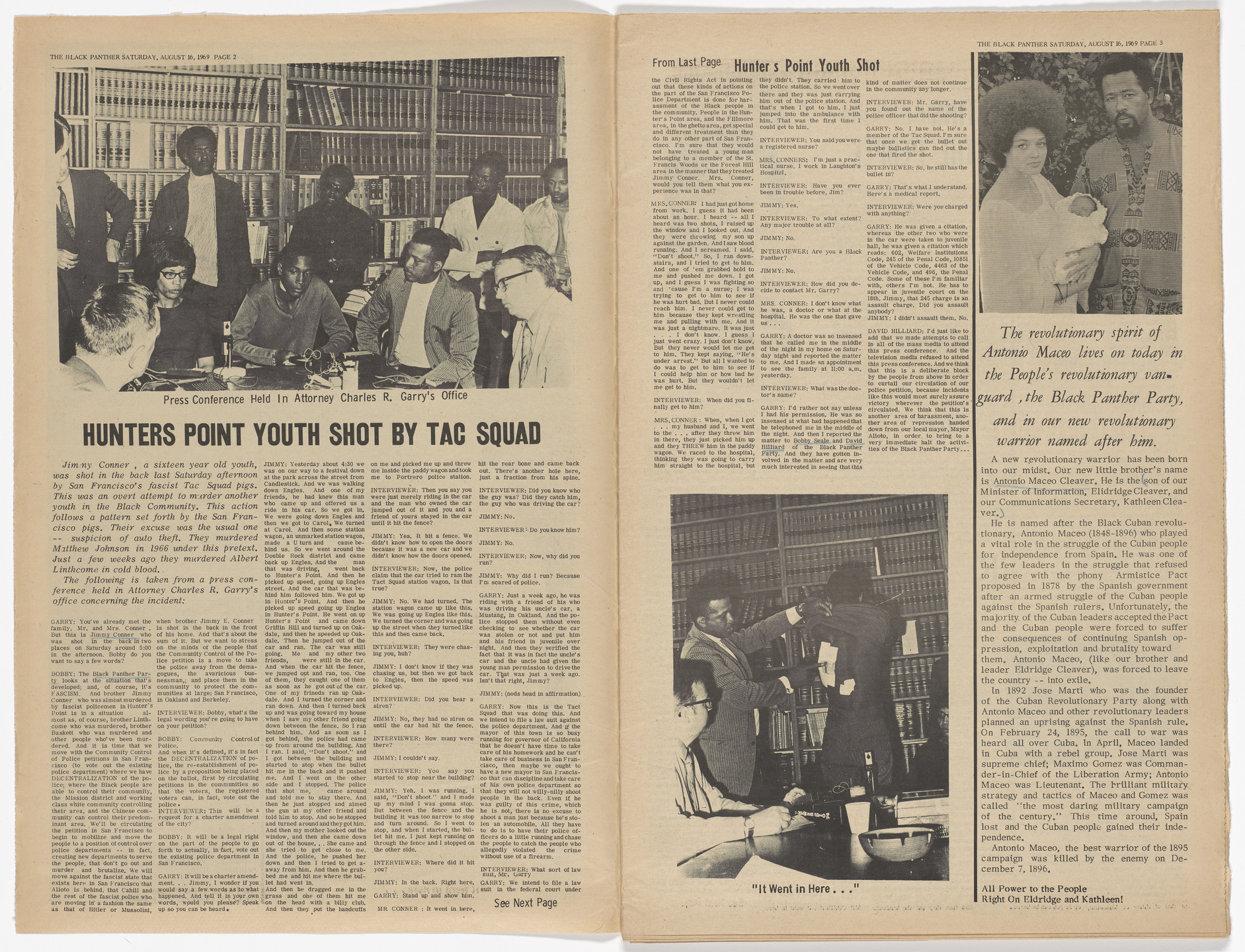 Emory Douglas, Yolanda Lopez. The Black Panther Newspaper, vol. 3, no. 17 (Eldridge Cleaver&#39;s new baby). 1969