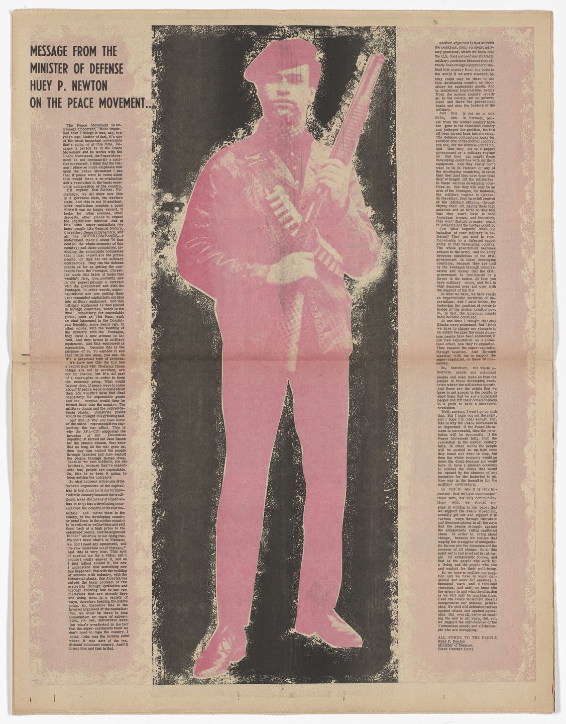 Emory Douglas. The Black Panther Newspaper, vol. 3, no. 23 (Nixon &amp; Mitchell: Panther&#39;s wanted dead for conspiracy of exposing America). 1969