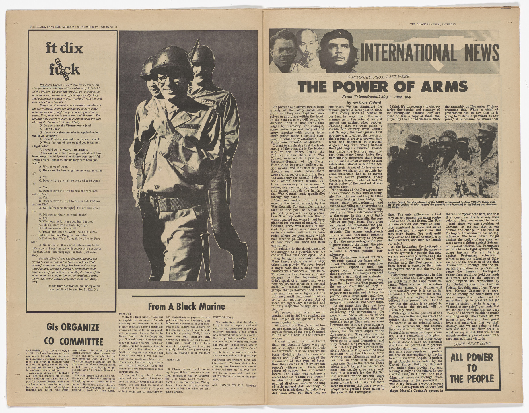 Emory Douglas. The Black Panther Newspaper, vol. 3, no. 23 (Nixon &amp; Mitchell: Panther&#39;s wanted dead for conspiracy of exposing America). 1969