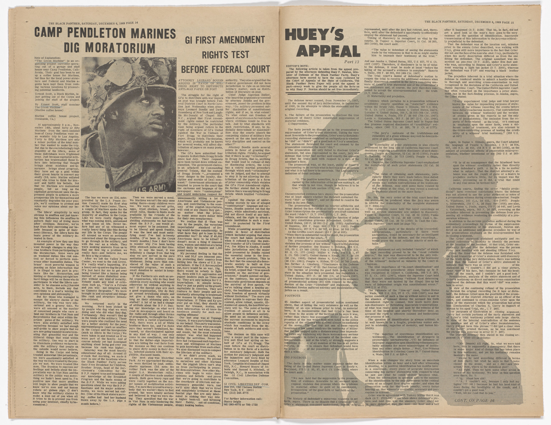 Emory Douglas. The Black Panther Newspaper, vol. 4, no.1 (The issue is the political prisoners of America). 1969