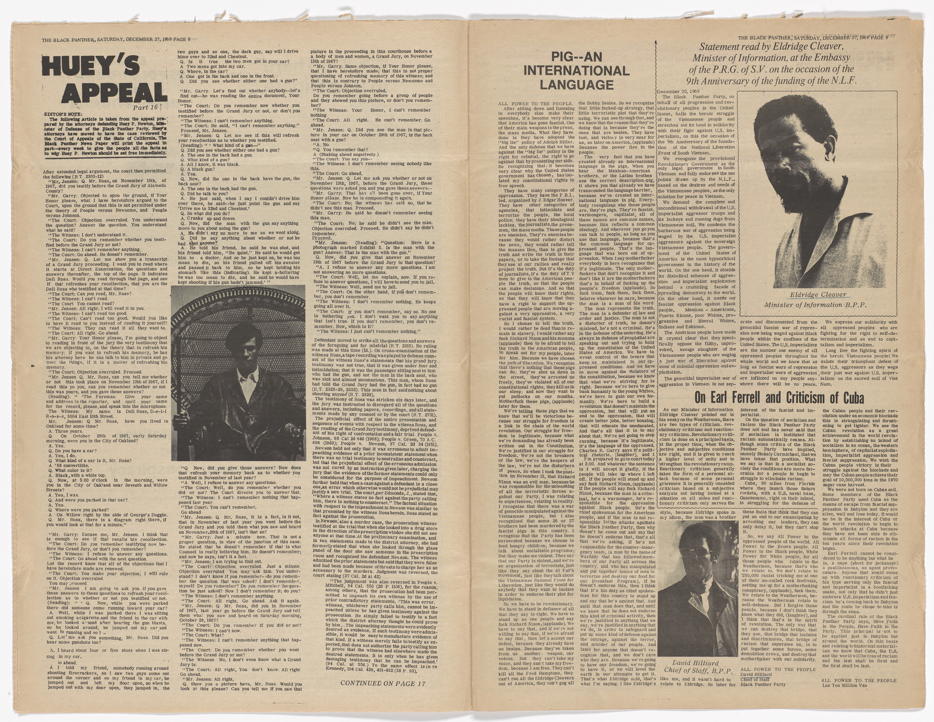 Emory Douglas. The Black Panther Newspaper, vol. 4, no. 4 (No justice in Amerikkka). 1969