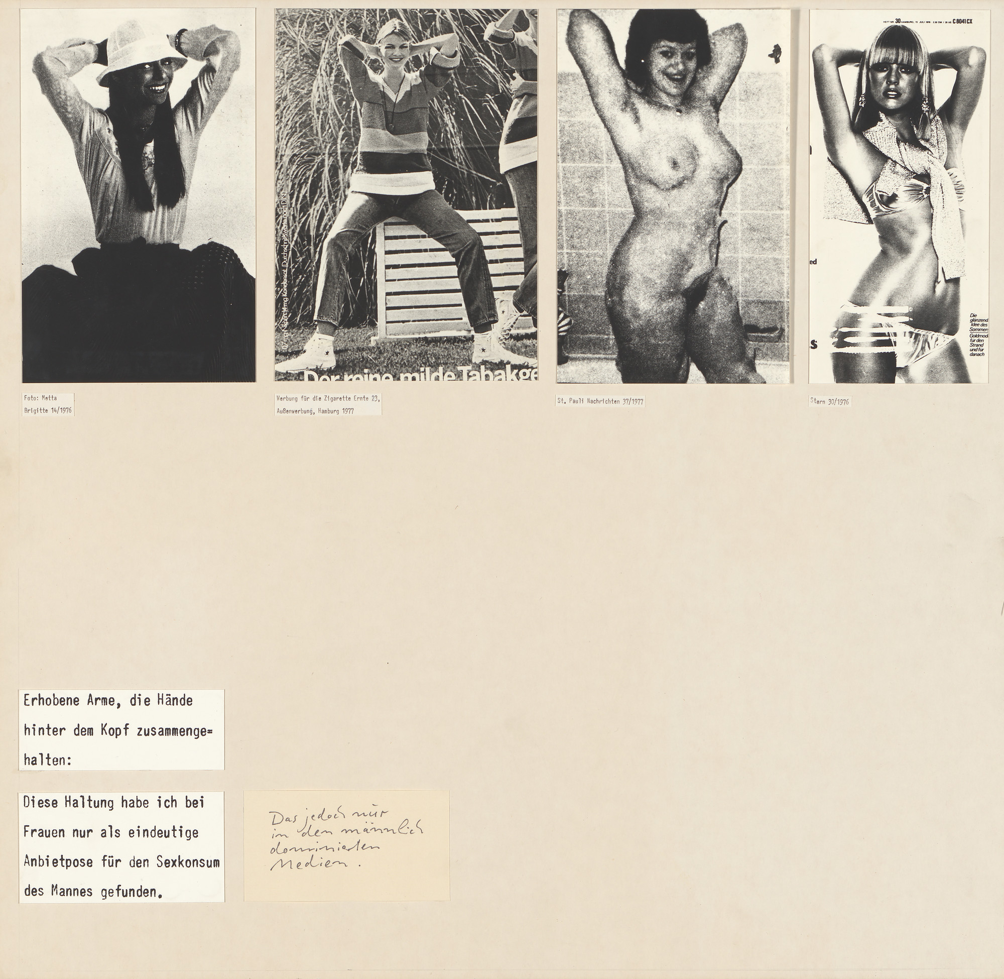 Marianne Wex. Panel from Let's Take Back Our Space: 'Female' and 'Male' Body Language as a Result of Patriarchal Structures