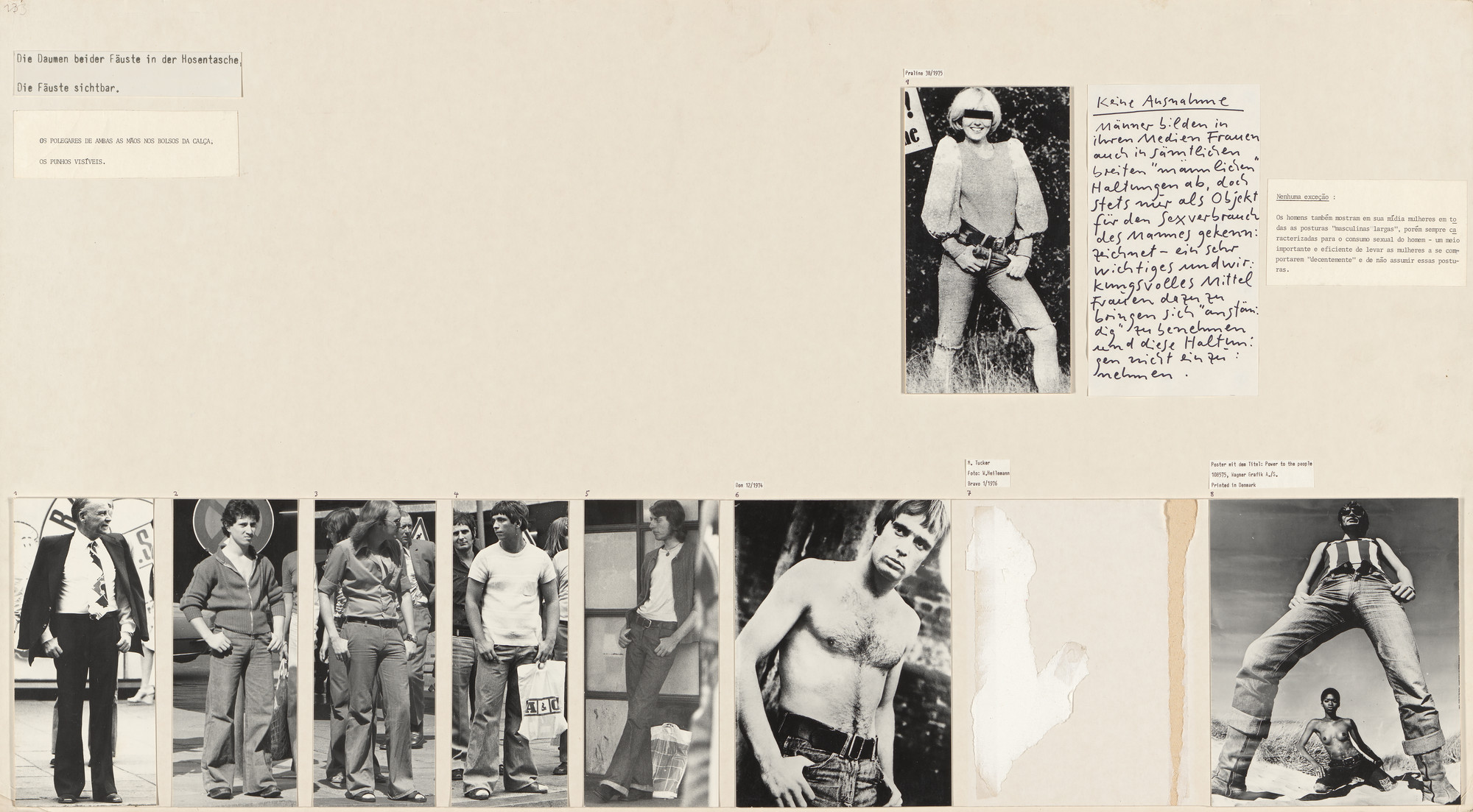 Marianne Wex. Panel from Let's Take Back Our Space: 'Female' and 'Male' Body Language as a Result of Patriarchal Structures
