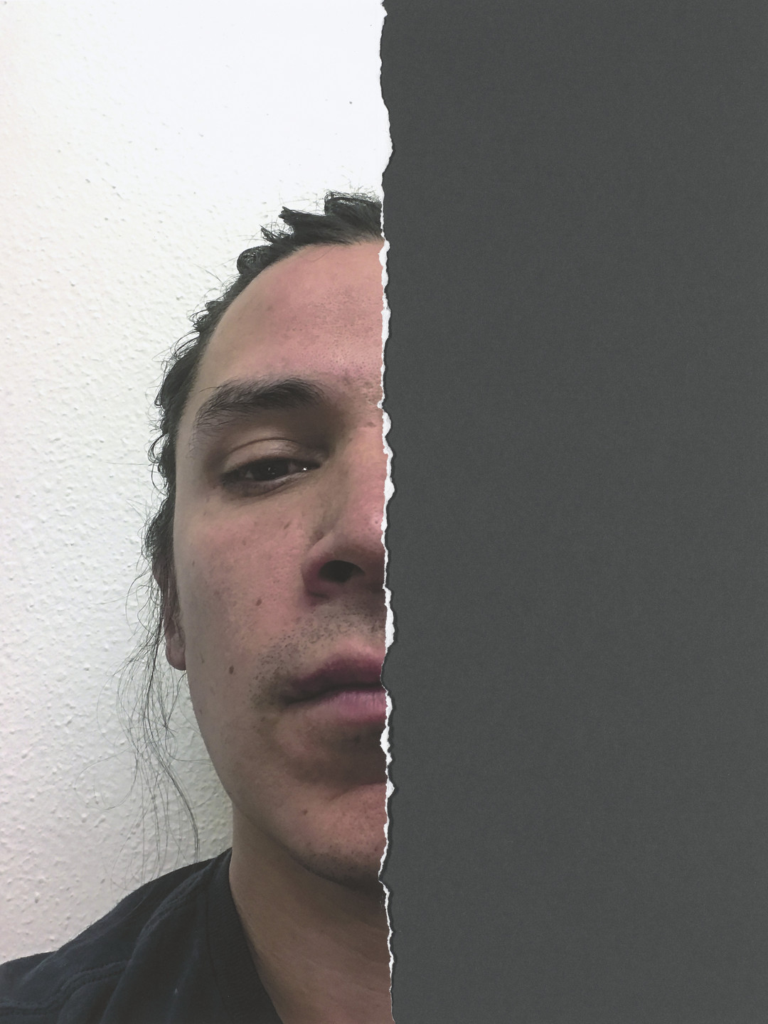 Nicholas Galanin. The violence of blood quantum, half human (animal), half human (animal) after James Luna. 2019